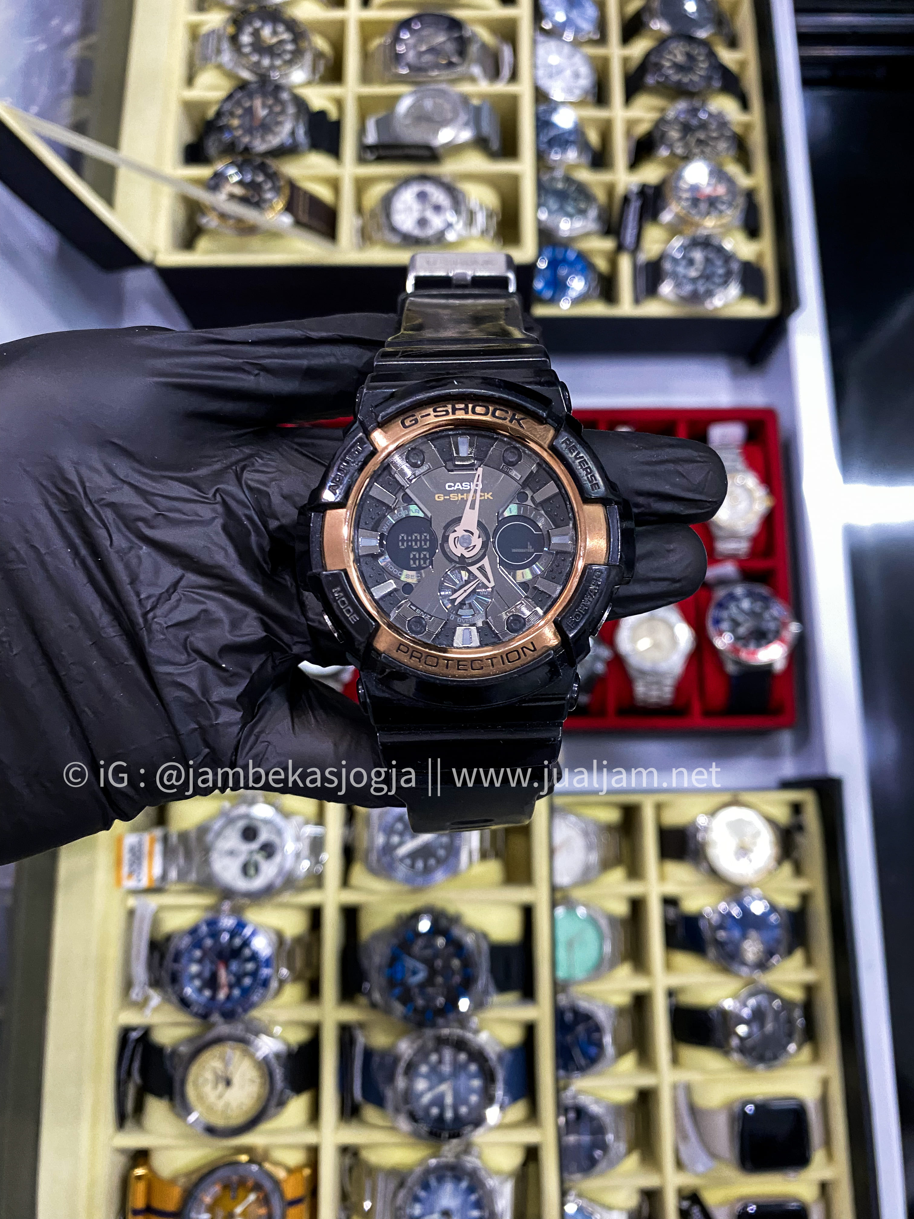 (SKU 84) Casio G-Shock GA-200RG-1ADR Rose Gold Series Digital Analog Dial Black Resin Band
