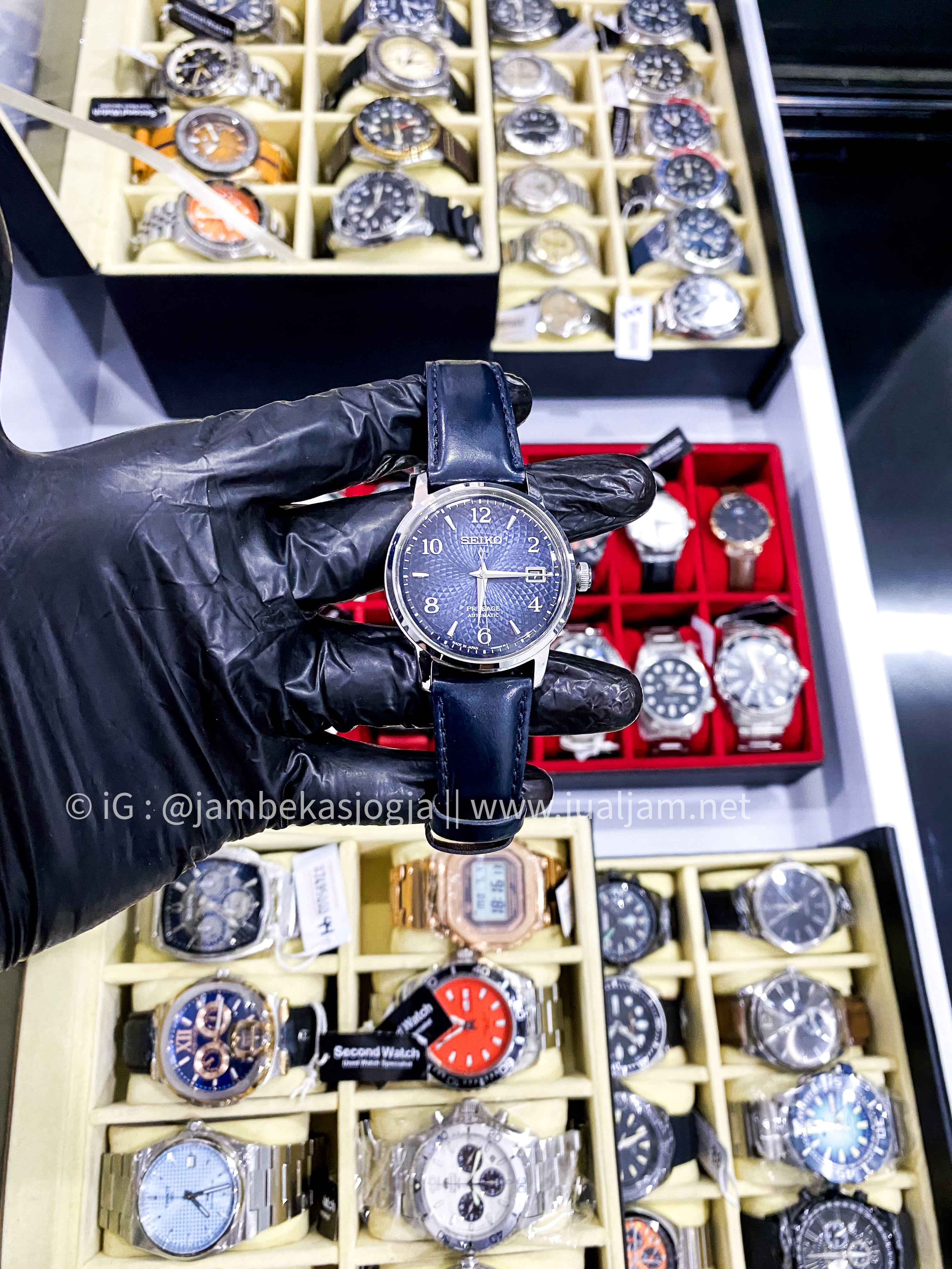 (SKU 30) Seiko Presage SRPE43J1 Cocktail Old Clock Blue Dial Dark Blue Leather Strap (GARANSI RESMI DESEMBER 2025)