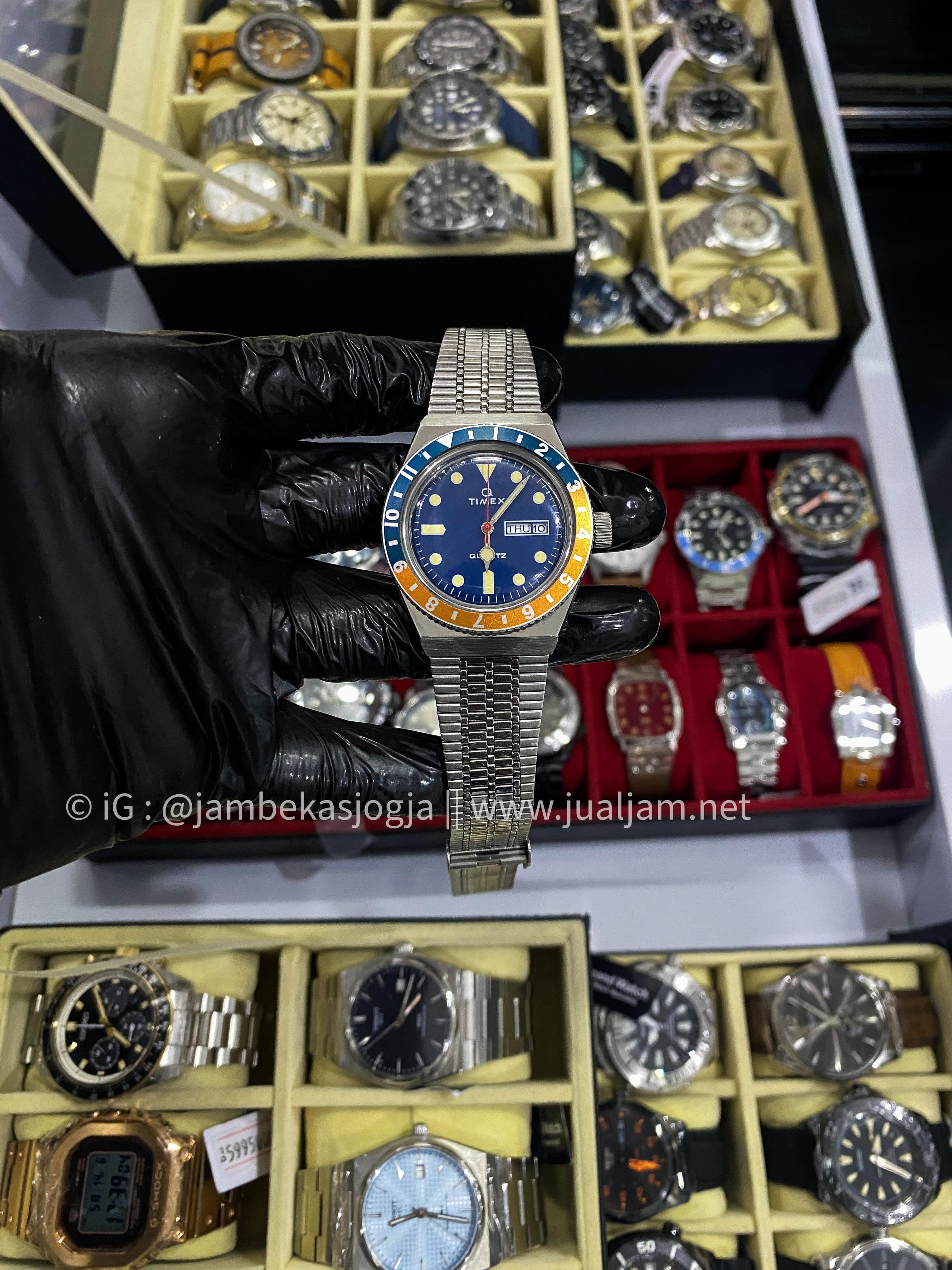 (SKU 21) Timex Q Reissue TW2U61100 Blue Dial Stainless Steel Strap