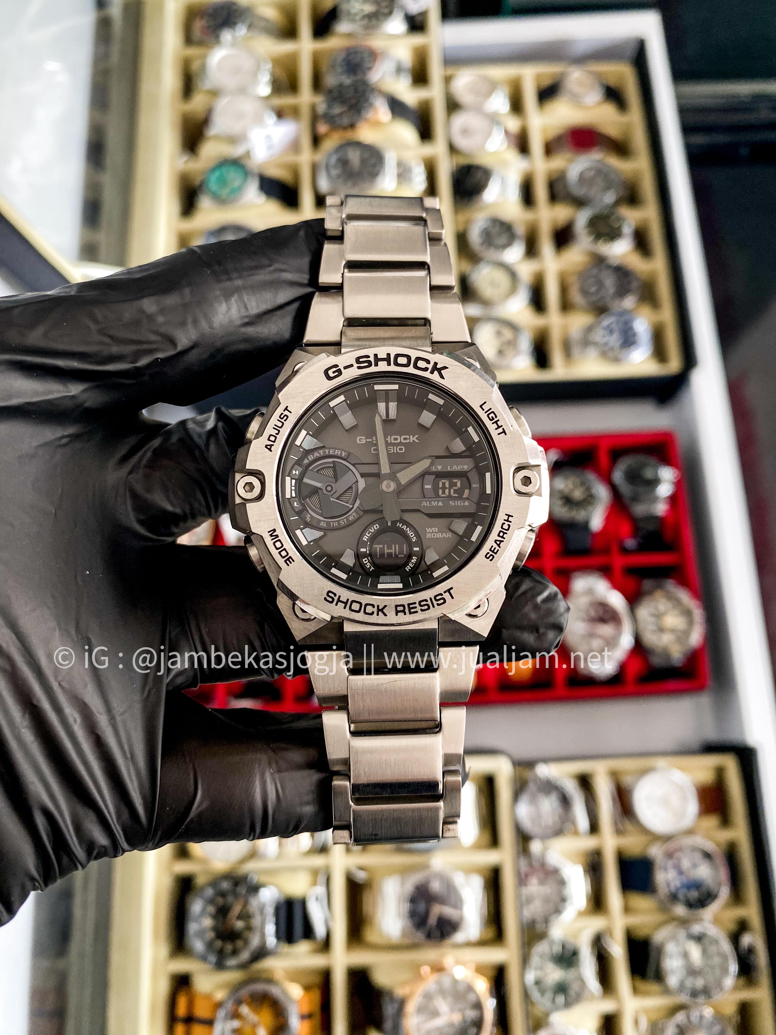 ( SKU 243) Casio G-Shock G-Steel GST-B400D-1ADR Tough Solar Digital Analog Dial Stainless Steel Band