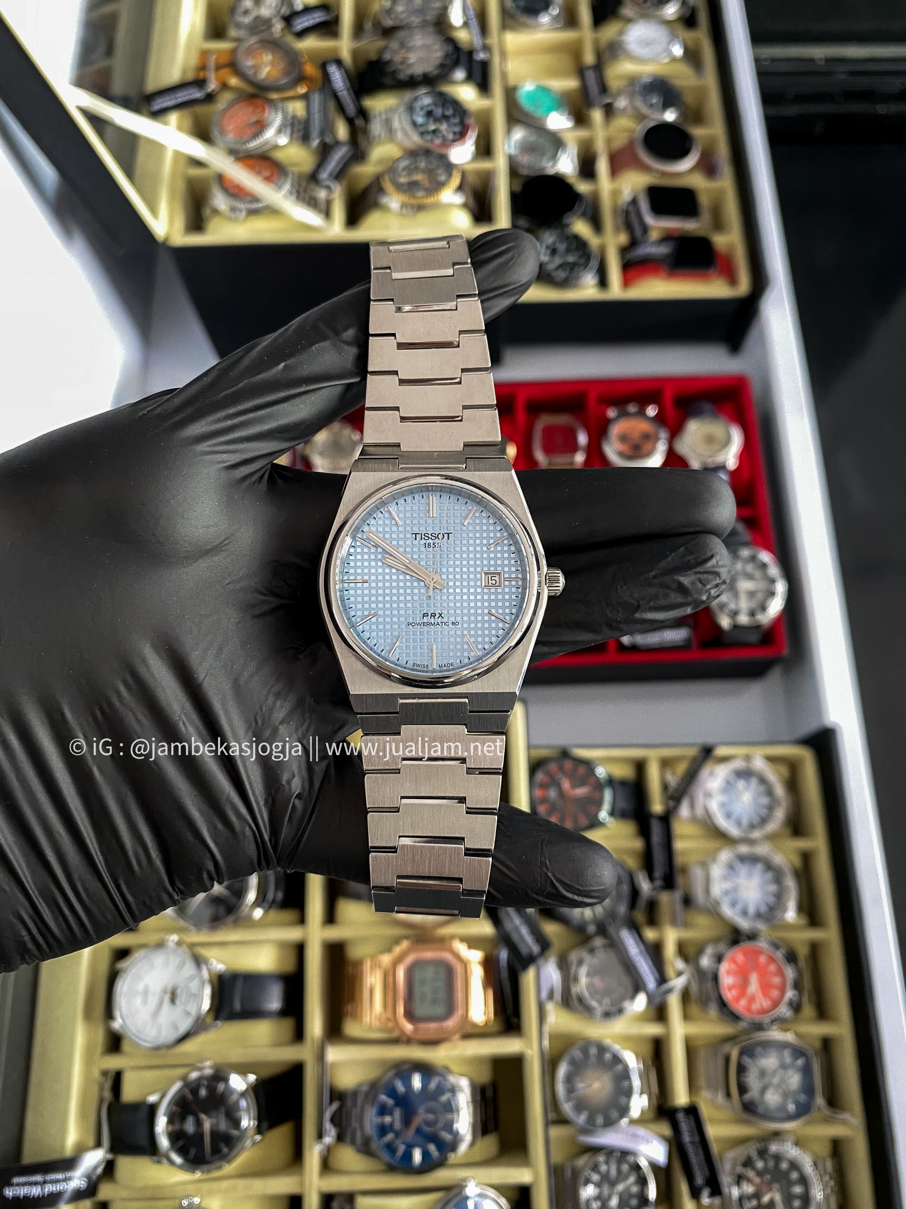 (SKU 23 ) Tissot PRX ice blue Powermatic 80 T137407A clasic (GARANSI JANUARI 2027) stainlees strap