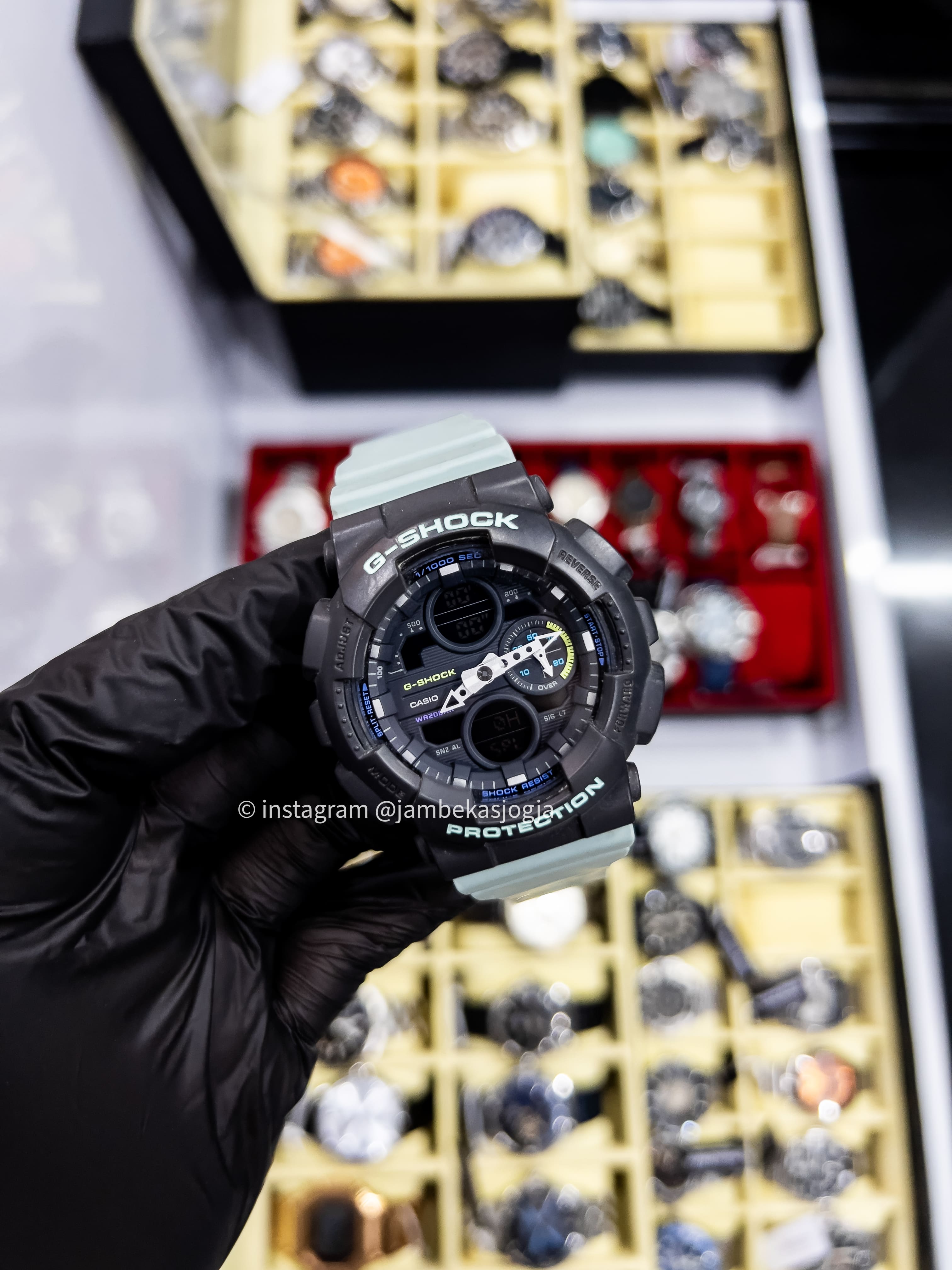 (SKU 76) Casio G-Shock GMA-S140-2ADR S Series Digital Analog Black Dial Green Tosca Resin Strap