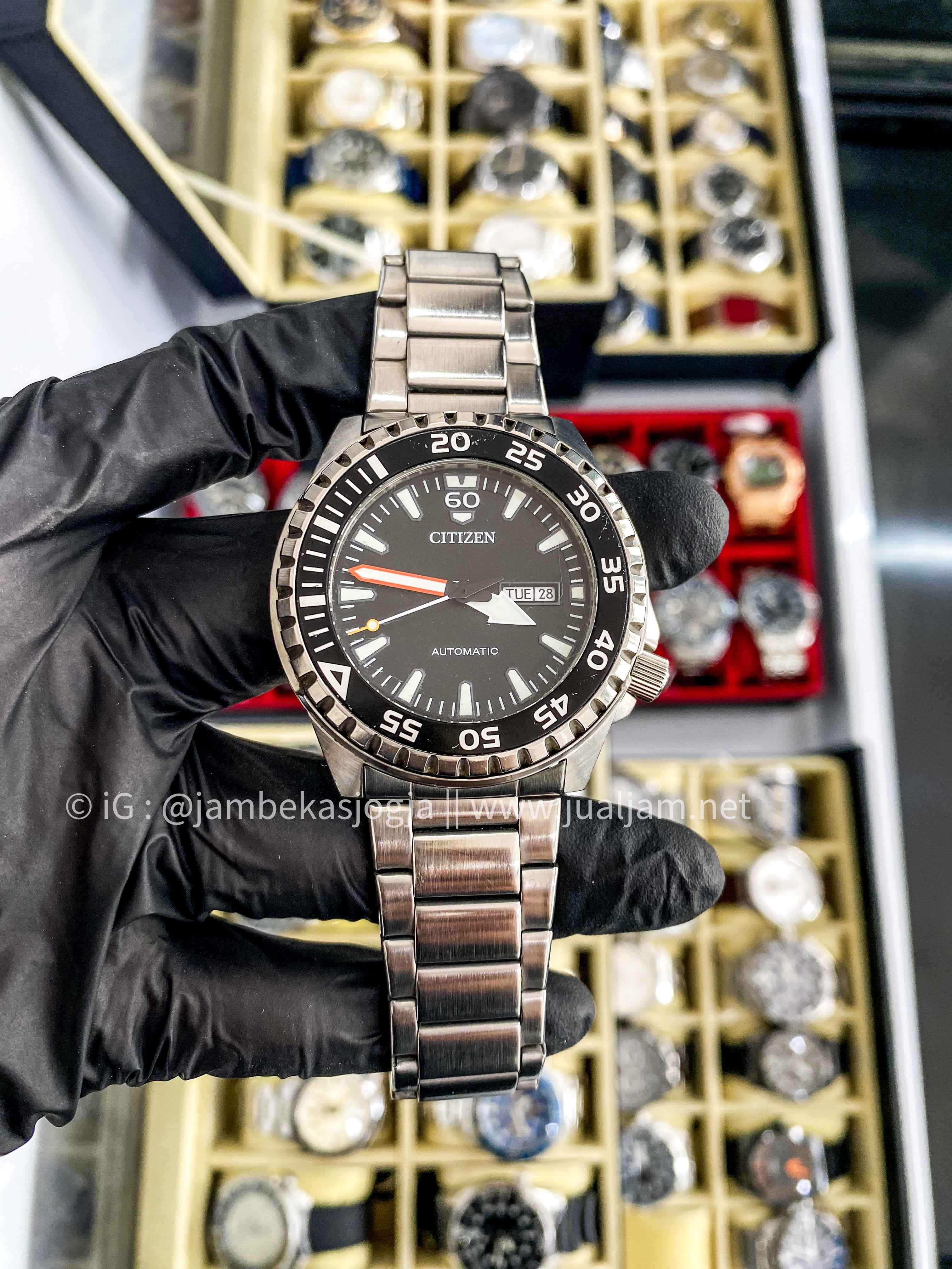 ( SKU 305 ) CITIZEN Diver AUTOMATIC 8200-S109744 ORIGINAL Black Dial Stainless Steel