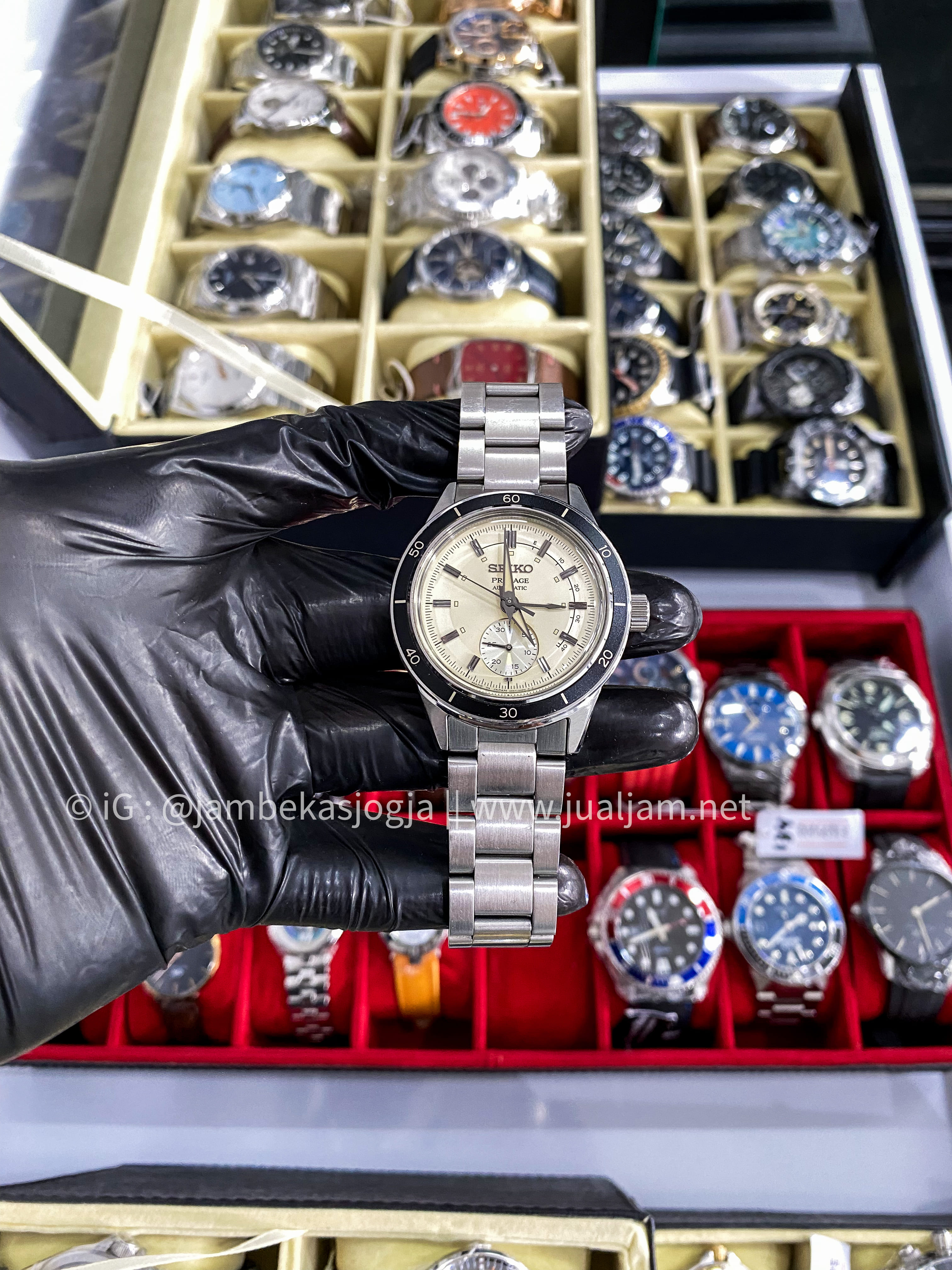 (SKU 28) Seiko Presage SSA447J1 Style60s Series Automatic Cream Dial Stainless Steel Strap