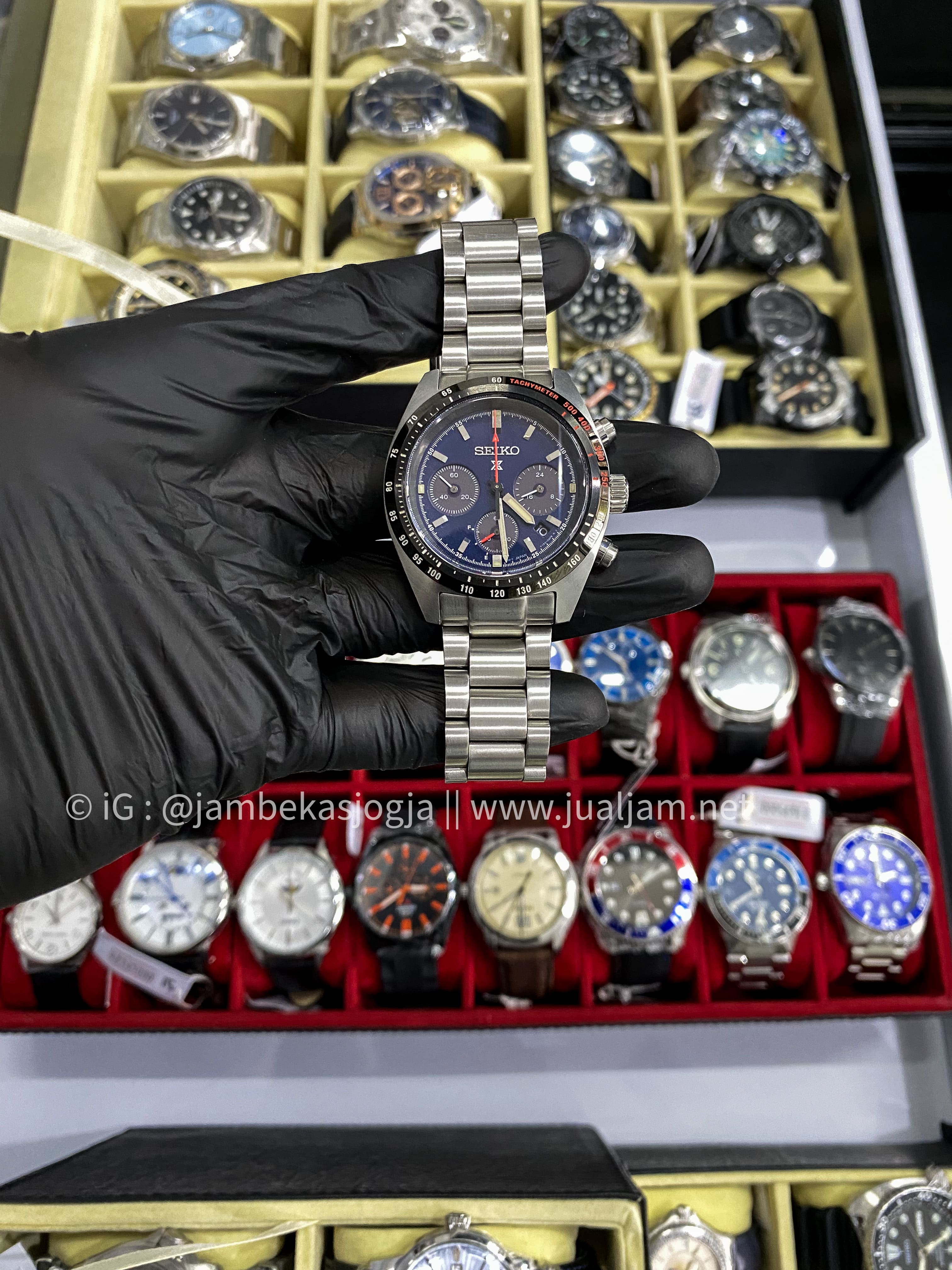 (SKU 56) Seiko Prospex SSC815P1 Speedtimer Solar Chronograph Blue Dial Stainless Steel Strap