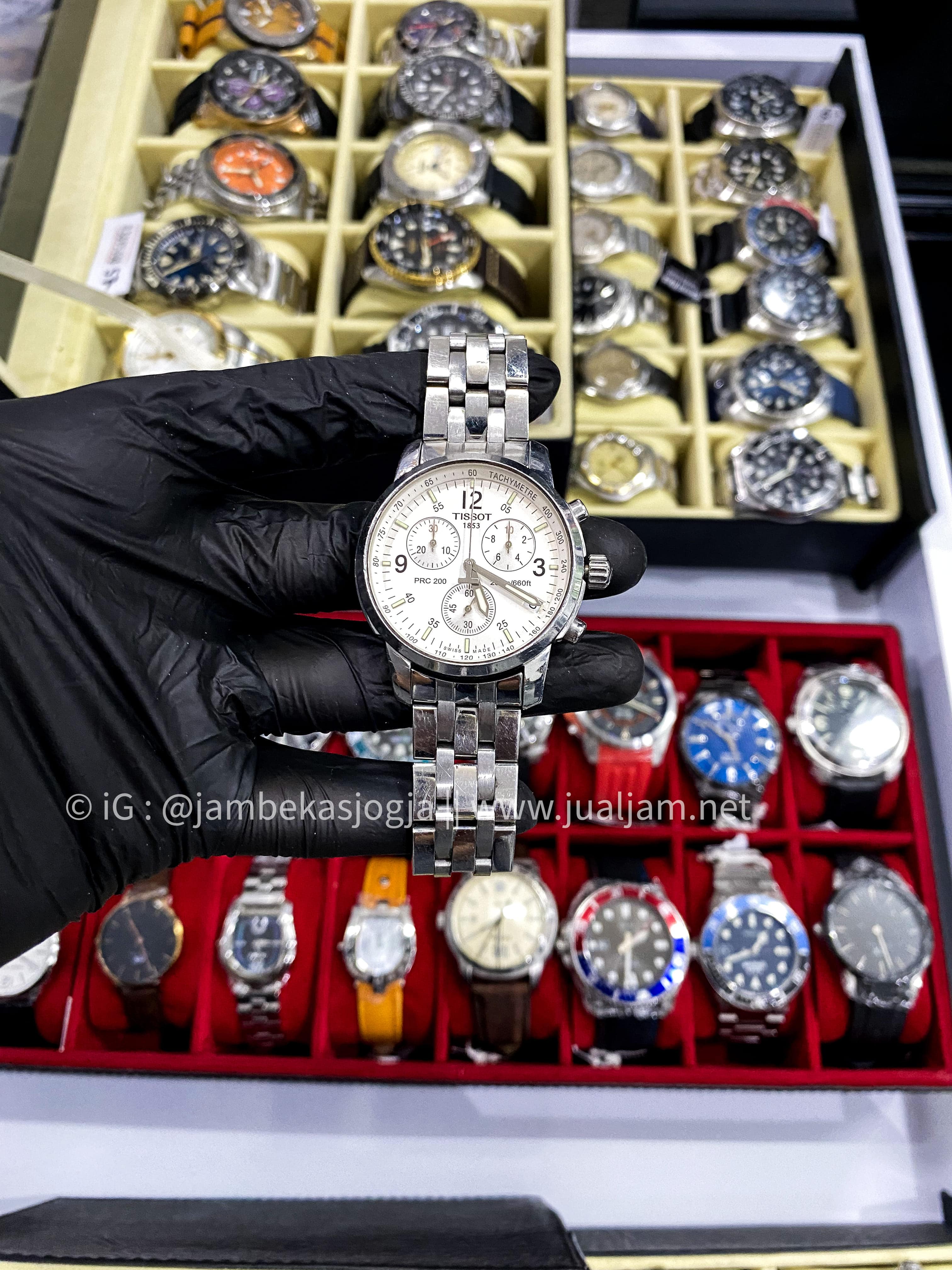 (SKU 27) Tissot T-Sport PRC 200 T461 Chronograph Watch, Dial white Stainless Strap