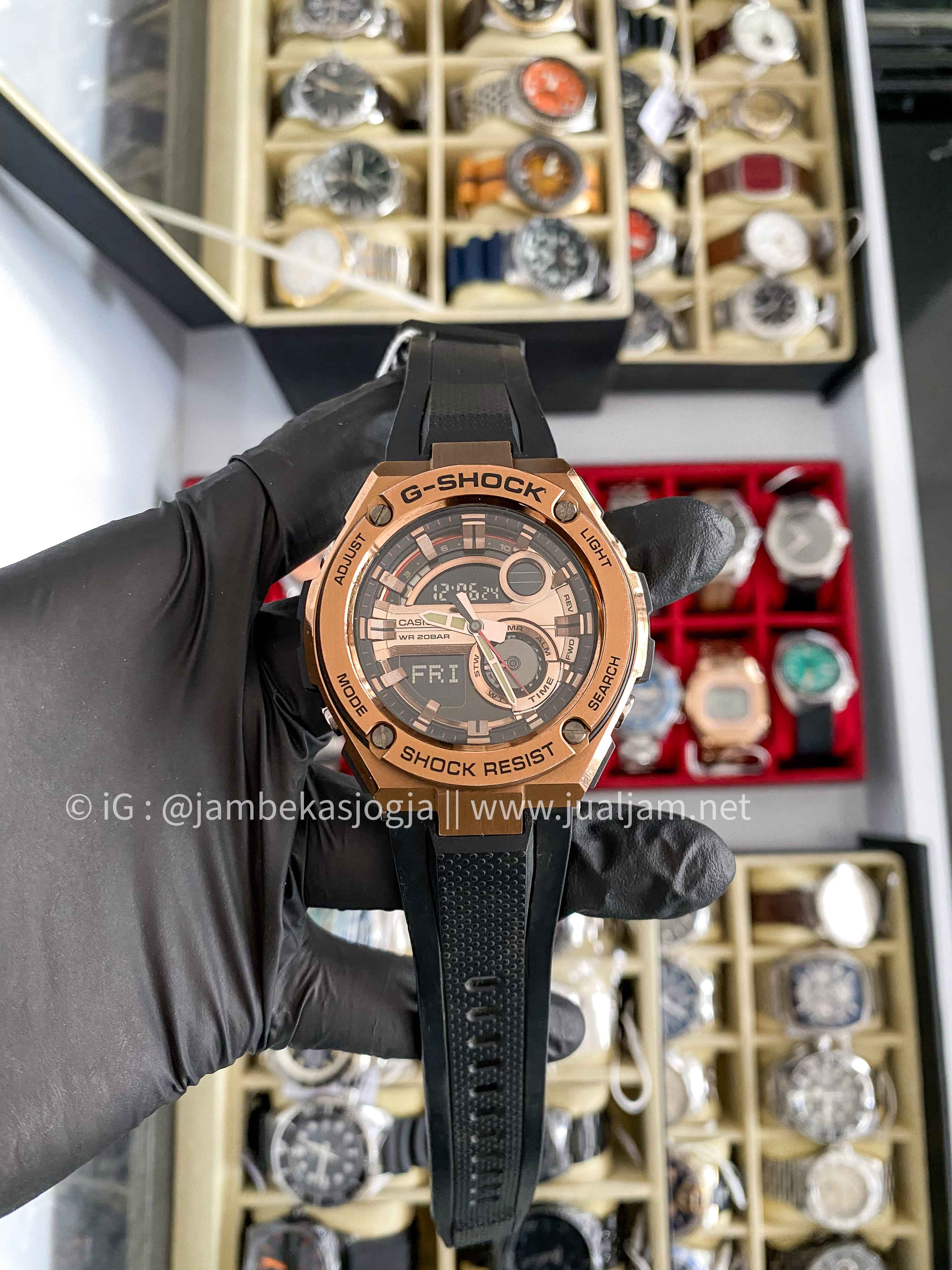 (SKU 333) Casio G-Shock GST-210B-4ADR Layer Guard Structure Black Resin Band 200M