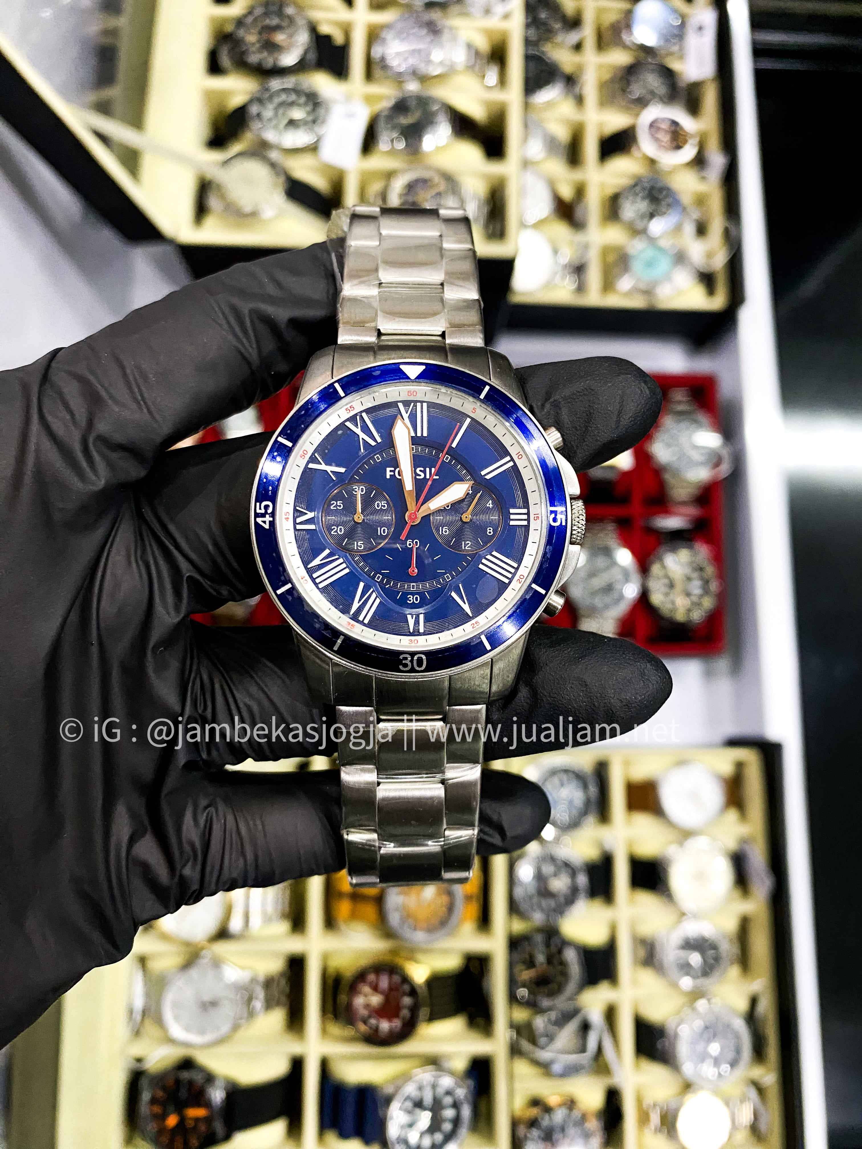 ( SKU 344) Fossil Grant Sport FS5238 Men Chronograph Blue Dial Stainless Steel