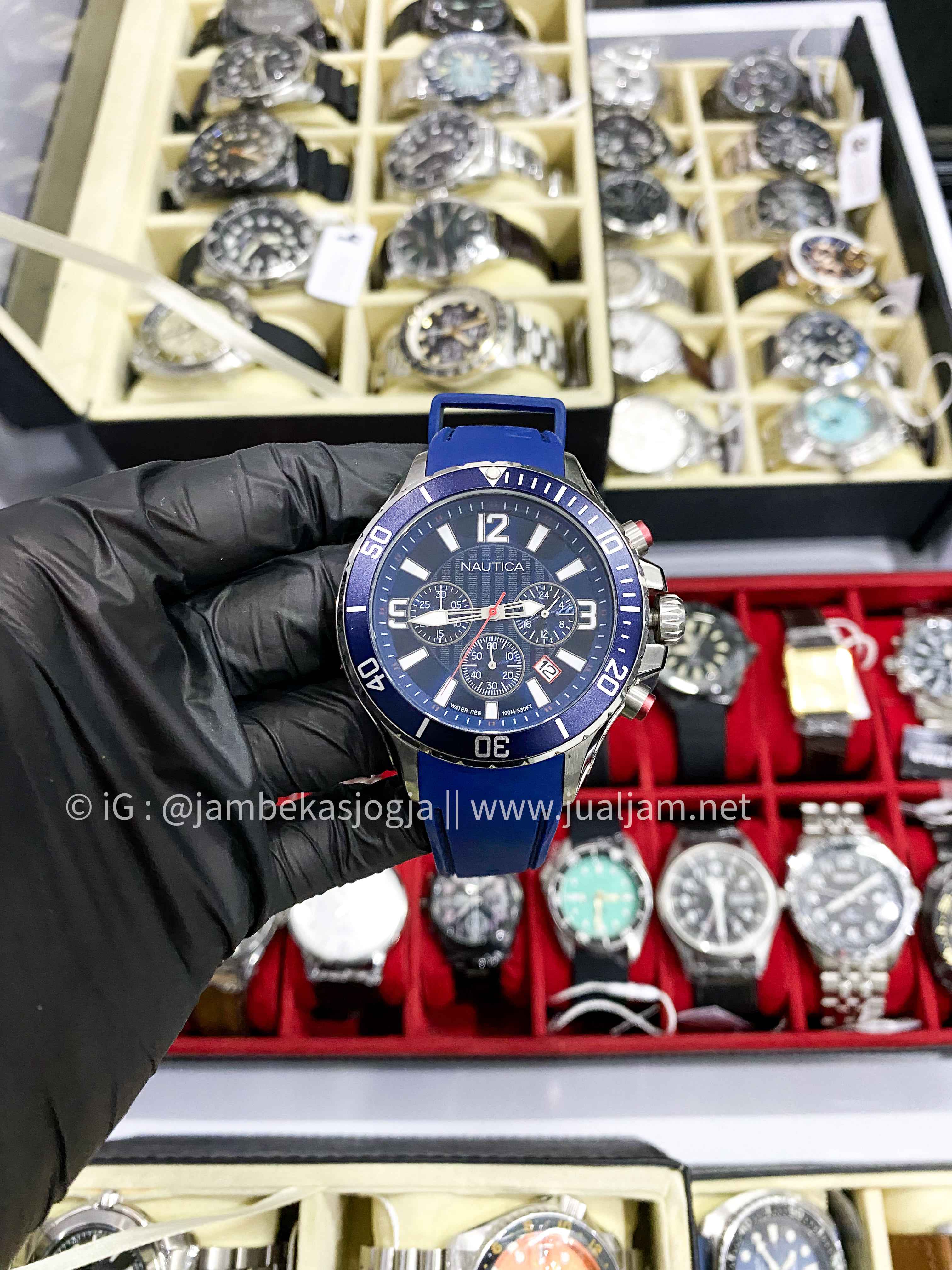 (SKU 348) Nautica Nst para Caballero NAPNSS116 Blue dial rubber strap