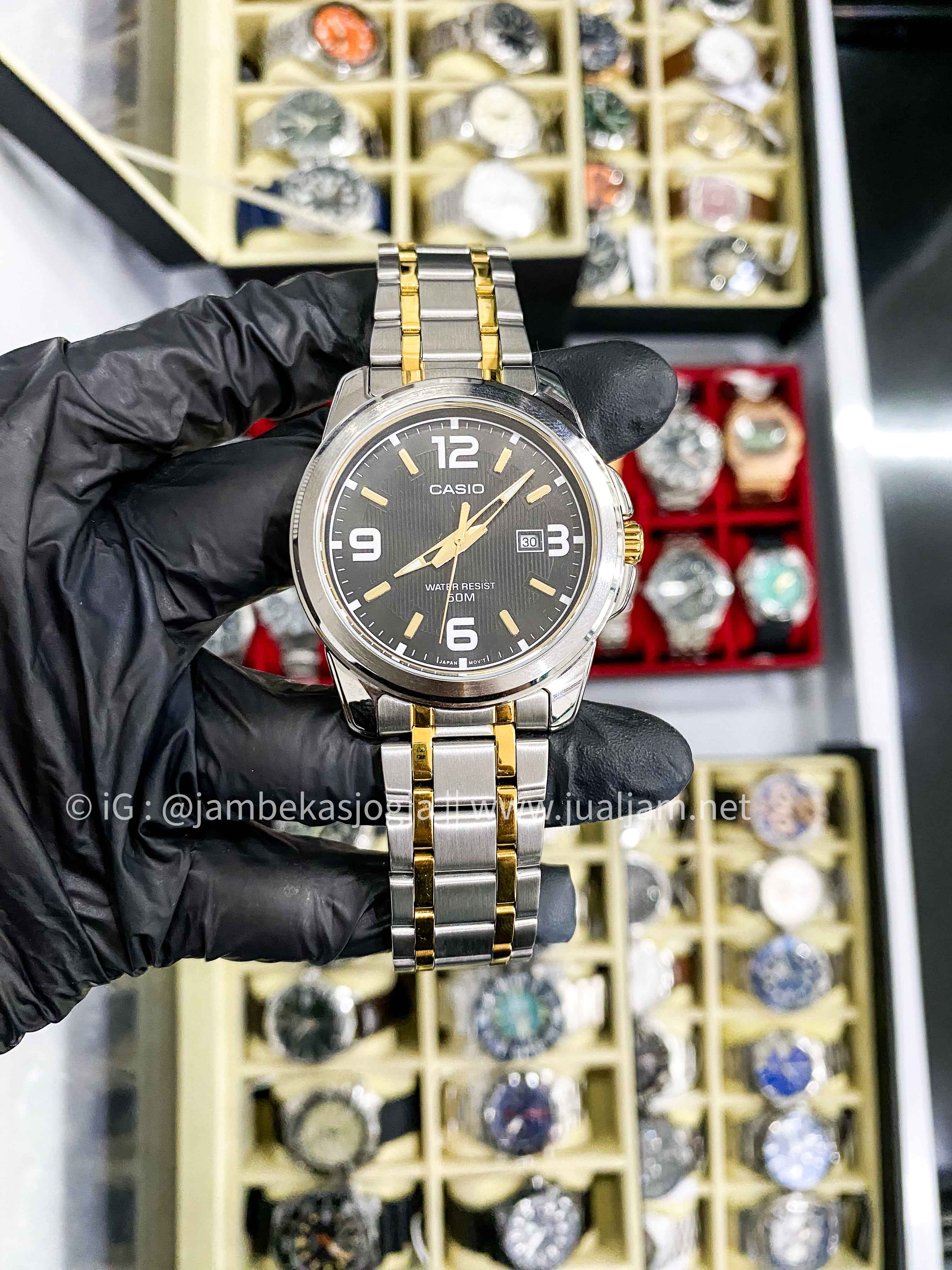 (SKU 365) Casio General LTP-1314SG-1AVDF Black Dial Dual Tone Stainless Steel Band