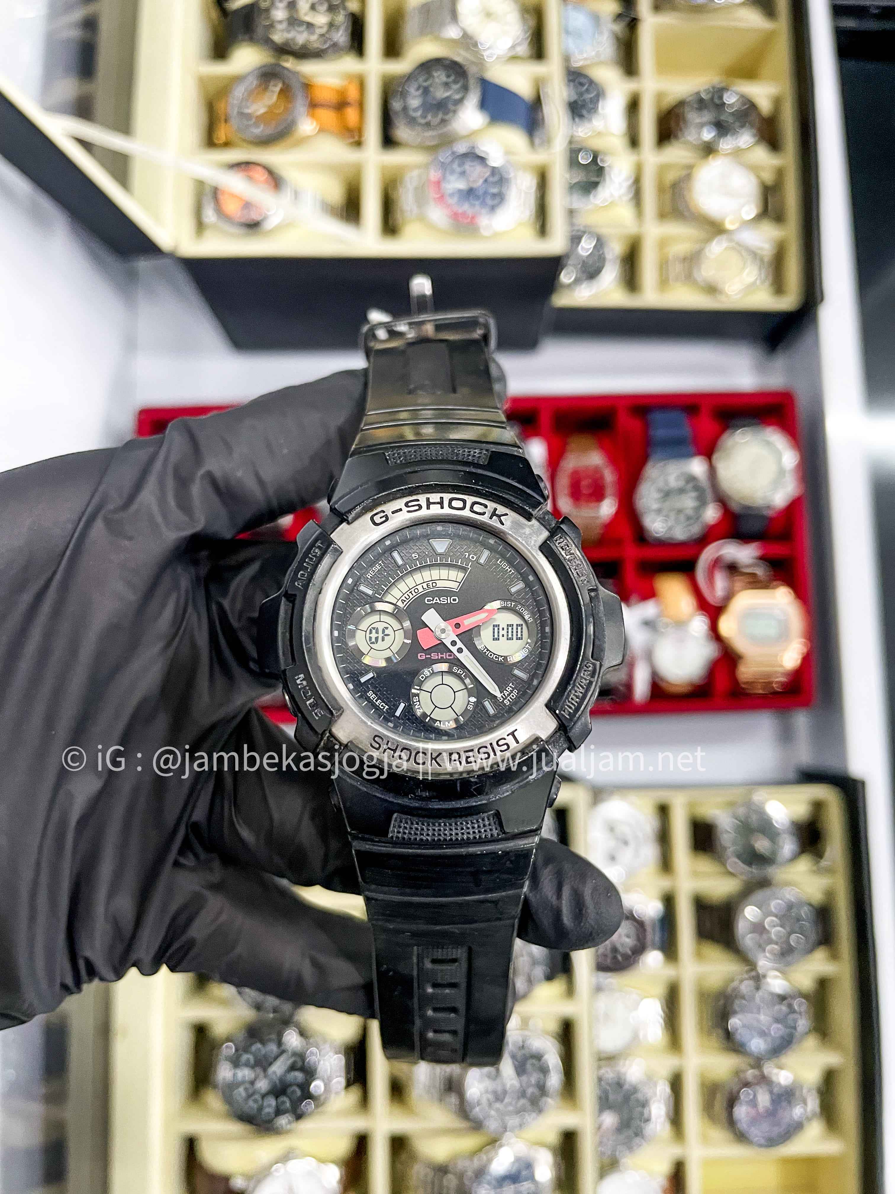 (SKU 402)  Casio G-Shock AW-590-1ADR Men Digital Analog Black Resin Band