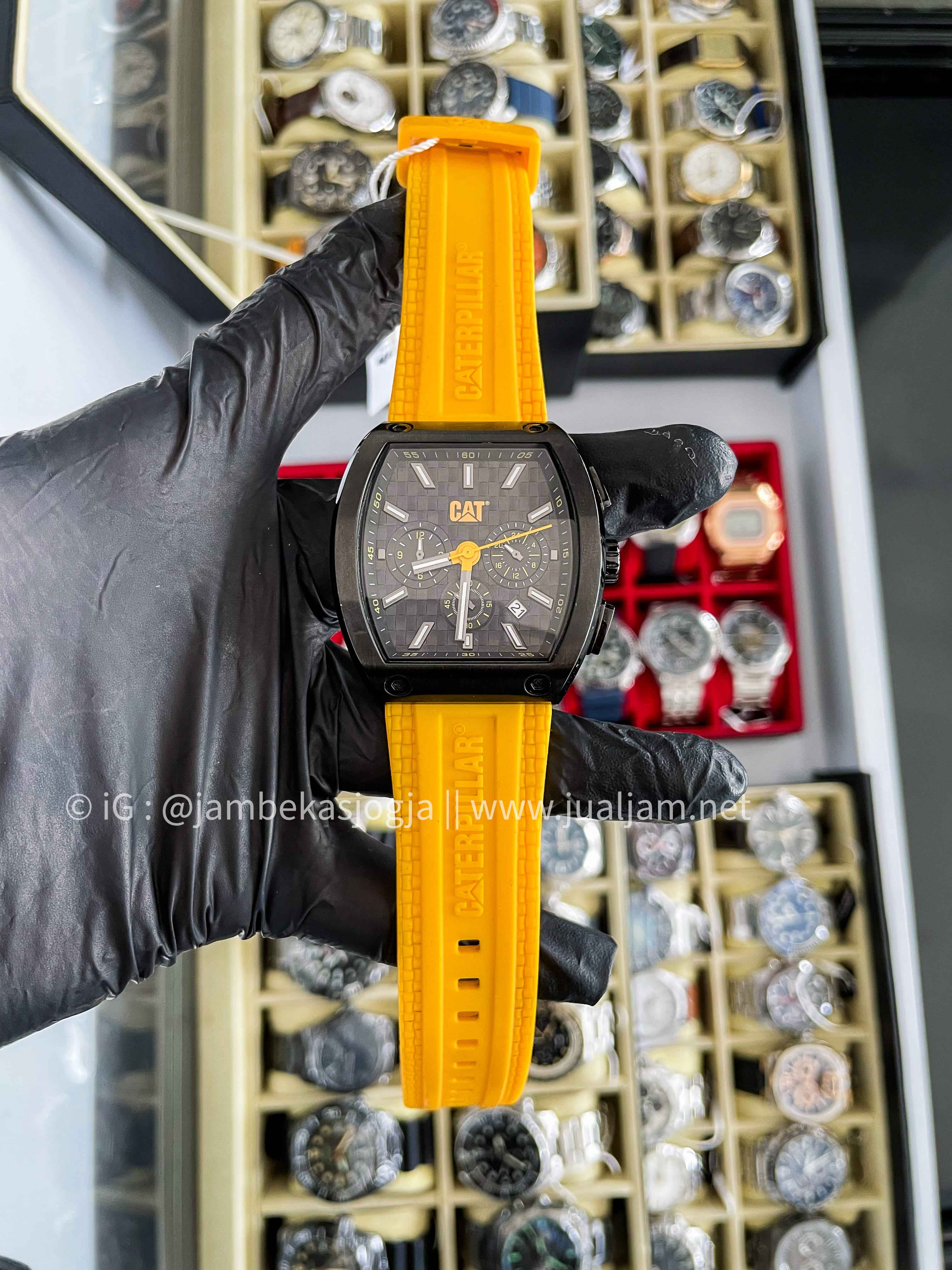 (SKU 409) Jam Tangan CATERPILLAR Pria Original CAT 07-169-27-127 Barrel Silicon Yellow