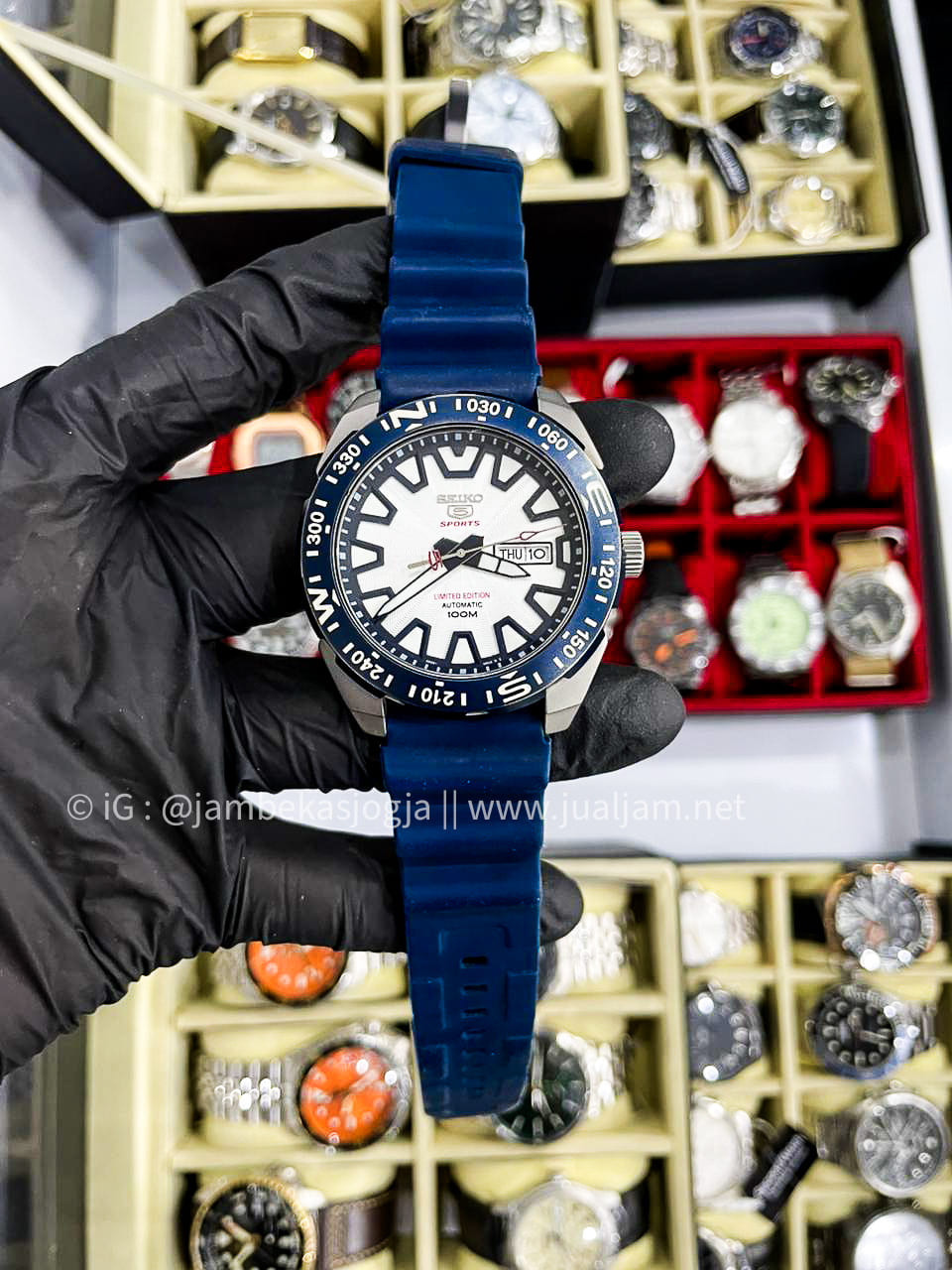 (SKU 439) Seiko 5 Sports SRP783K1 Automatic White Dial Blue Rubber Strap Limited Edition