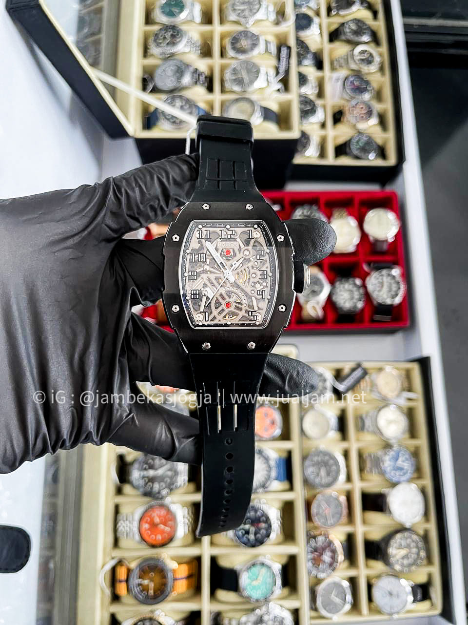 Haofa Automatic Mechanical Square Men Watch 1909 Stainless Steel Sapphire Mirror Waterproof (TITIP JUAL )