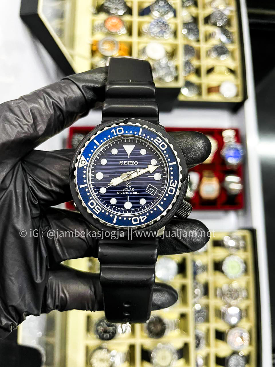 (SKU 457) Seiko Prospex SNE518P1 Tuna Save The Ocean Solar Divers 200M Black Rubber Strap Special Edition