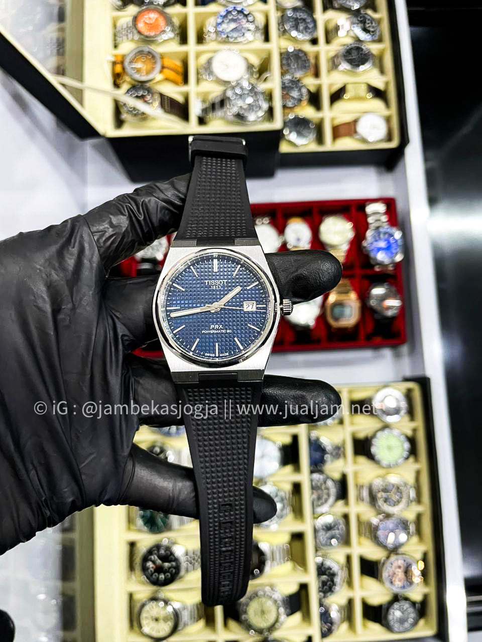 (SKU 459) Tissot T137.407.17.041.00 PRX Powermatic 80 Blue Automatic Rubber Men's Watch GARANSI RESMI DESEMBER 2026