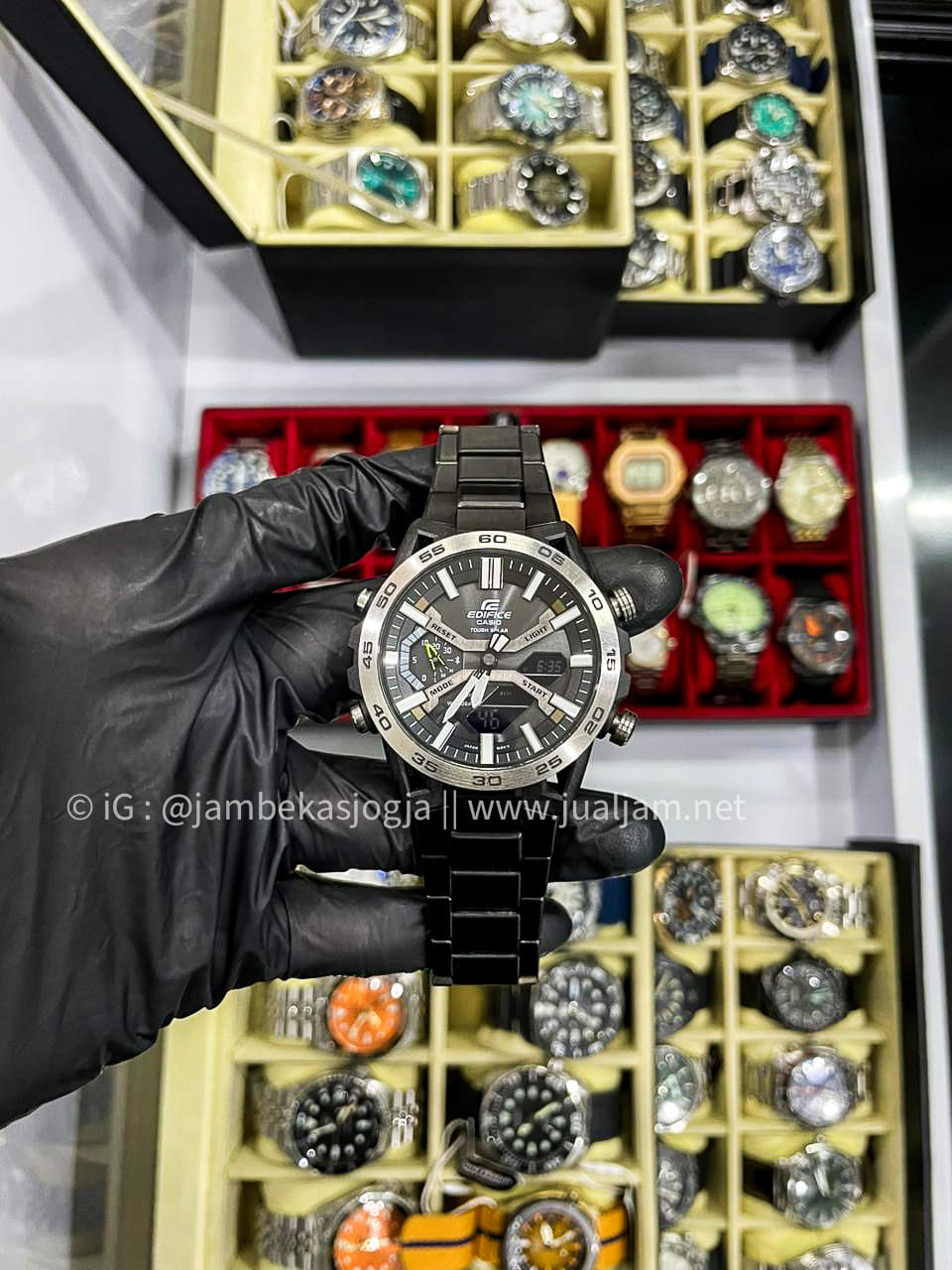 (SKU 475) Casio Edifice ECB-2000DD-1ADF Men Sospensione Digital Analog Dial Gunmetal Stainless Strap Band GARANSI RESMI  JULI 2026