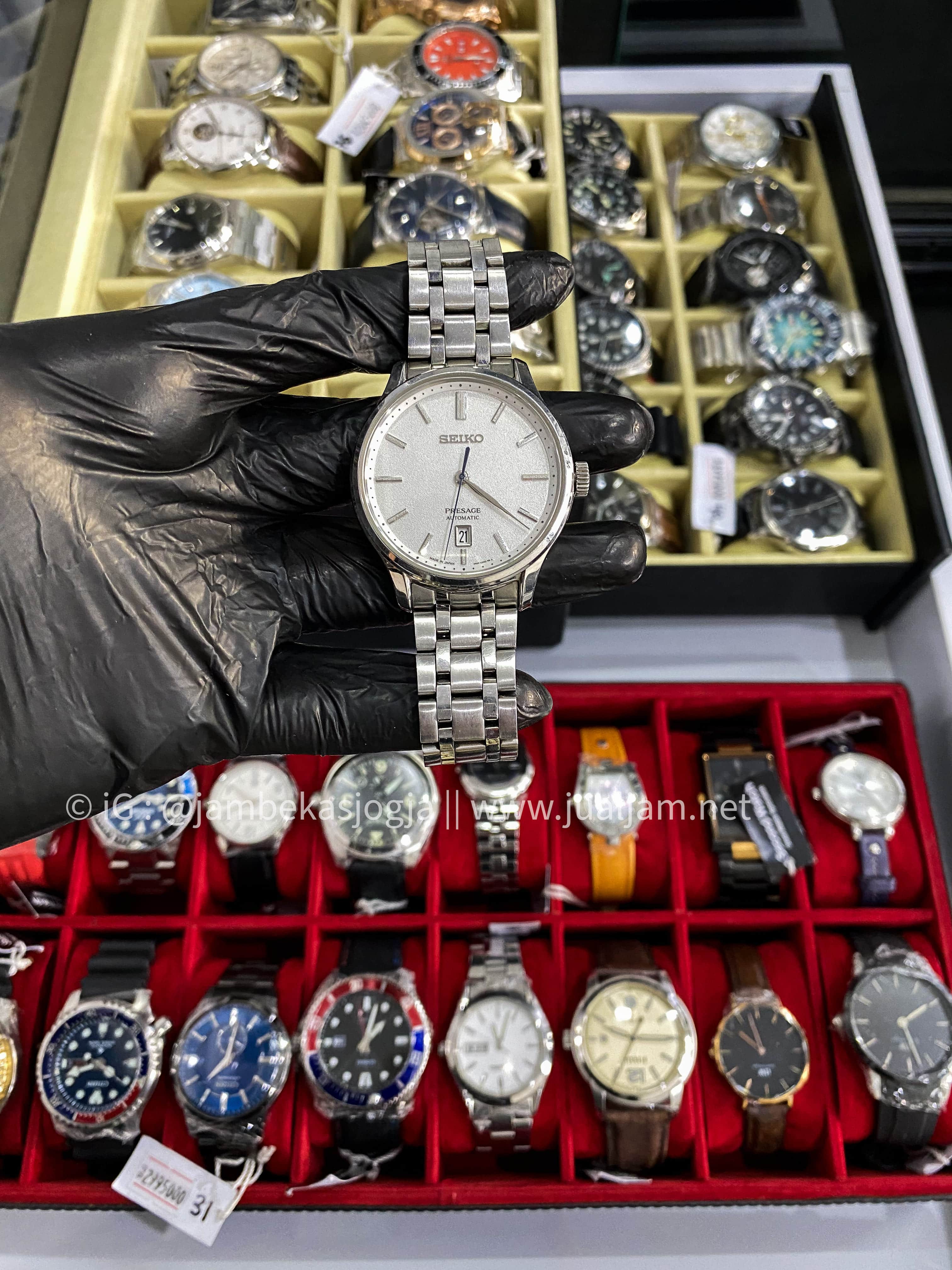 (SKU 19) Seiko Presage SRPD39J1 Zen Garden Automatic White Dial Stainless Steel Strap