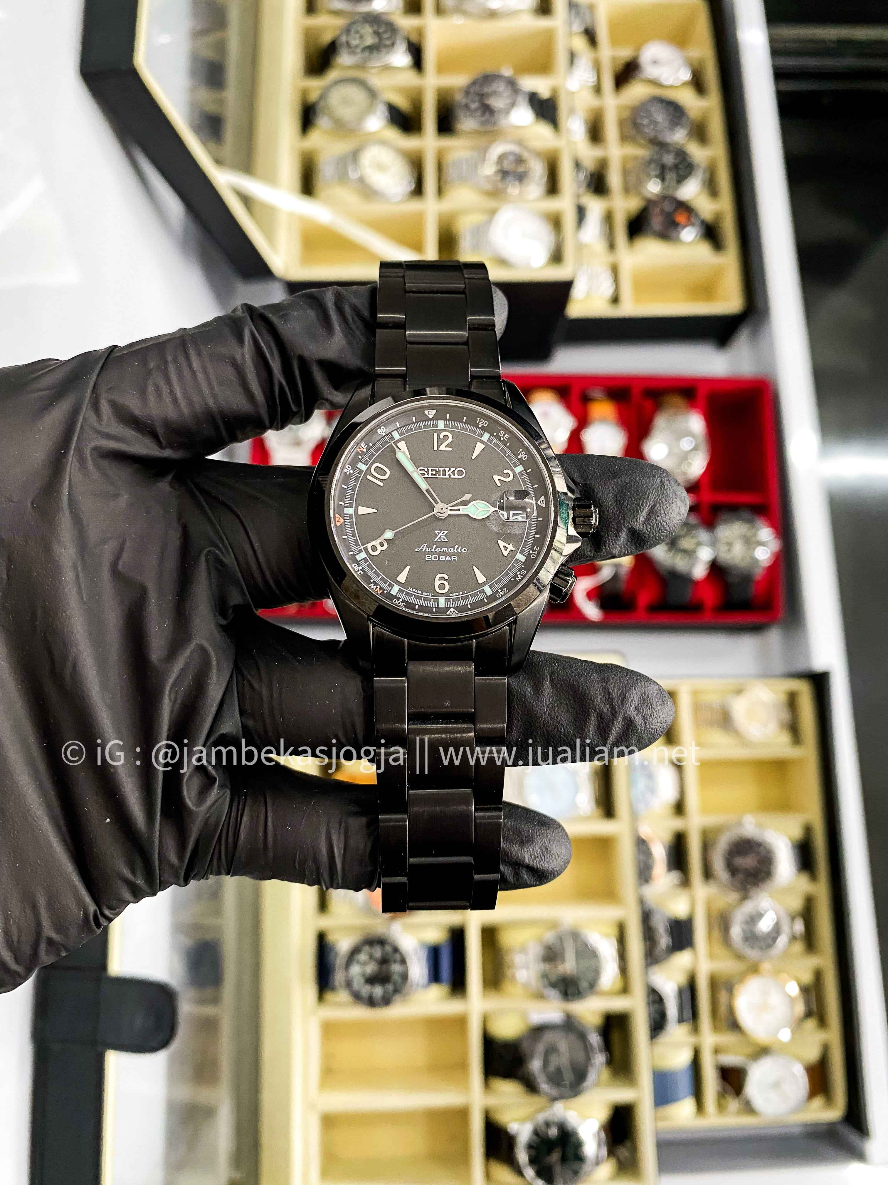 (SKU 51) Seiko Prospex SPB337J1 Alpinist The Black Series Night Vision Stainless Steel Strap Limited Edition GARANSI RESMI DESEMBER 2027