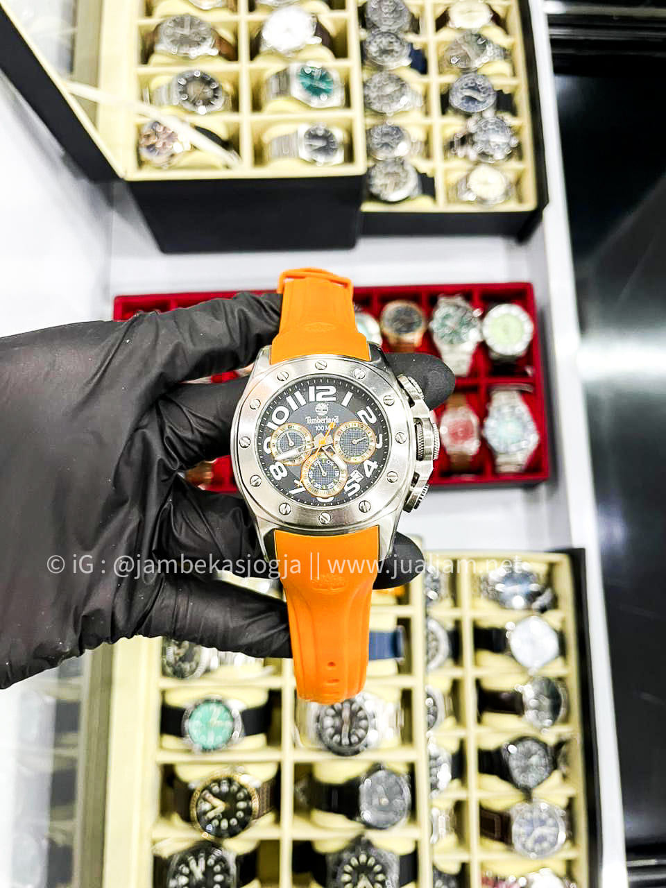 Timberland Sandown QT7129107 Quartz Silicon Strap Orange (TITIP JUAL)