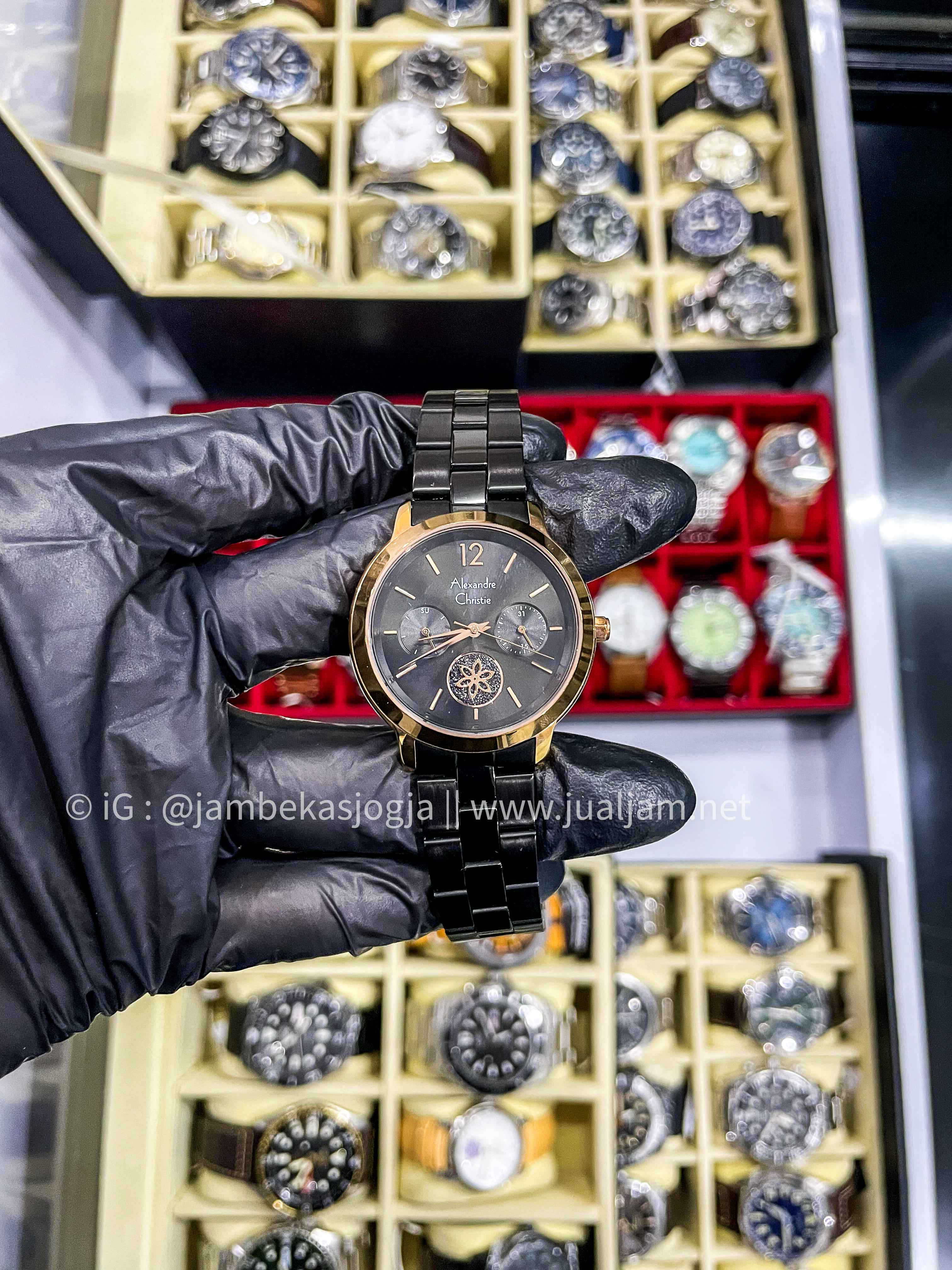 Alexandre Christie AC 2888 BF BBRBA Ladies Black Dial Black Stainless Strap (TITIP JUAL )