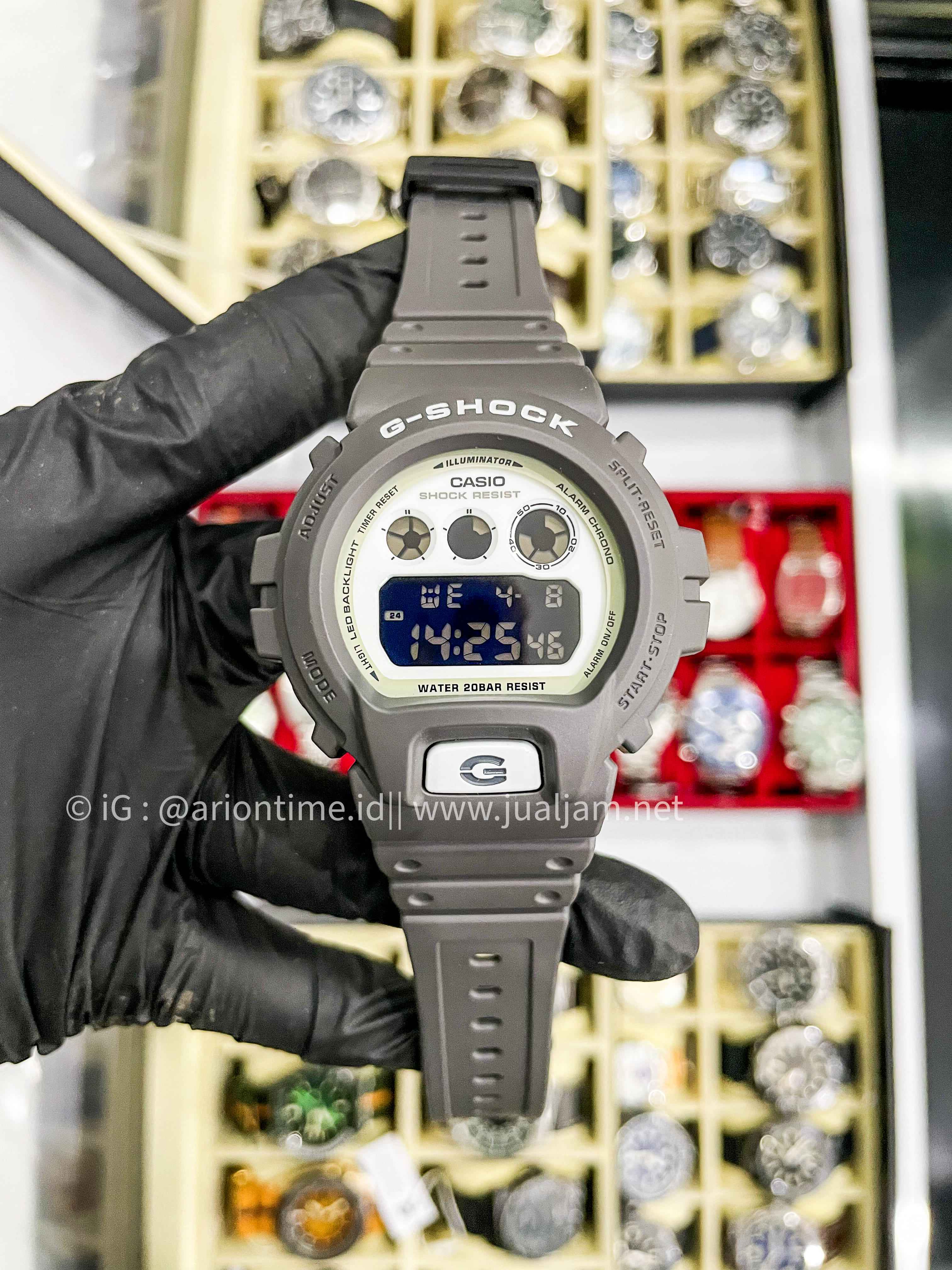 (SKU 512) Casio G-Shock DW-6900HD-8DR Hidden Glow Series Digital Luminous Dial Grey Resin Band GARANSI RESMI APRIL 2028