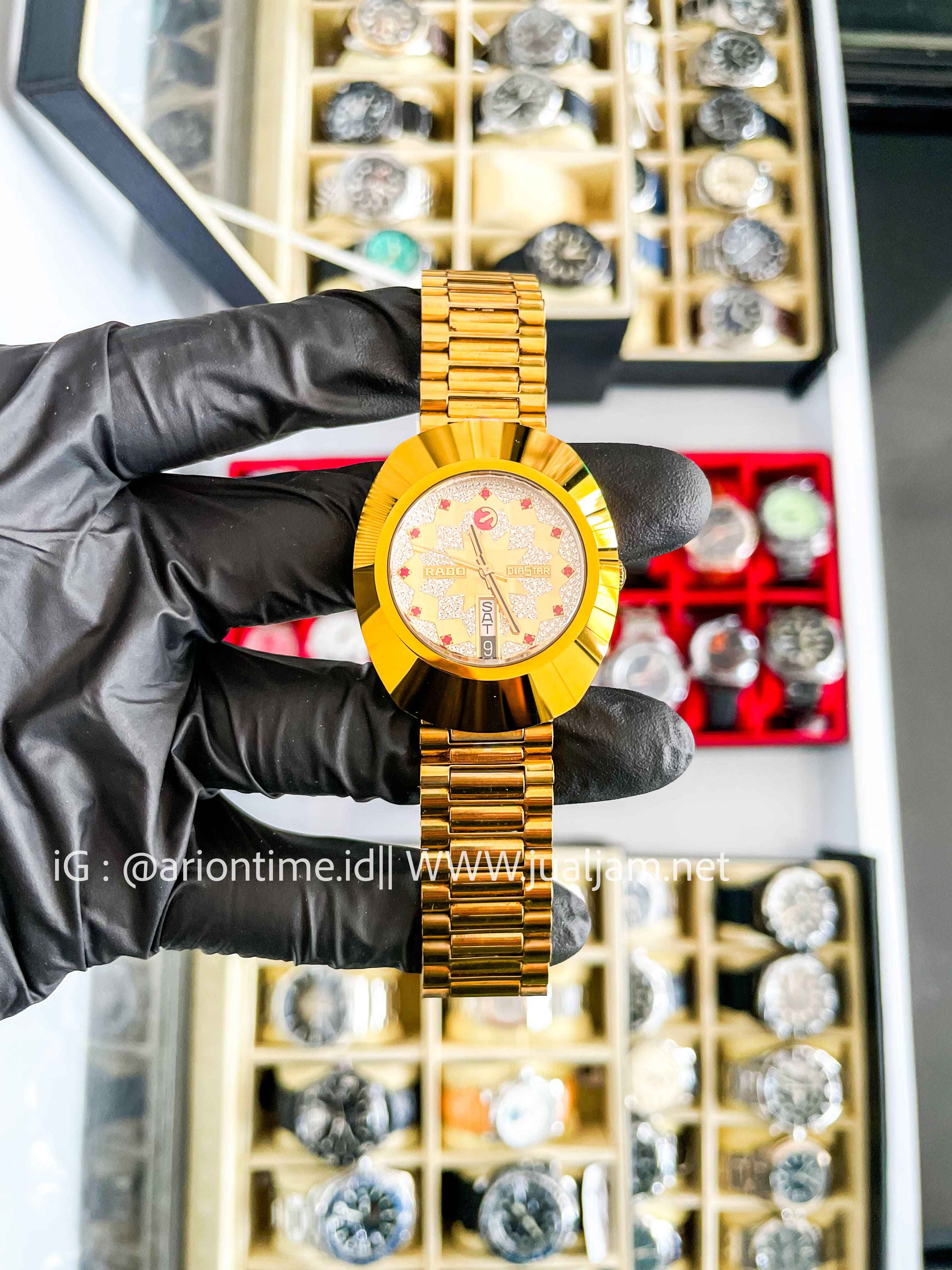 Vintage RADO DIASTAR 648.0413.3 Automatic Gold Plated Watch Arabic Date Original Band (TITIP JUAL)