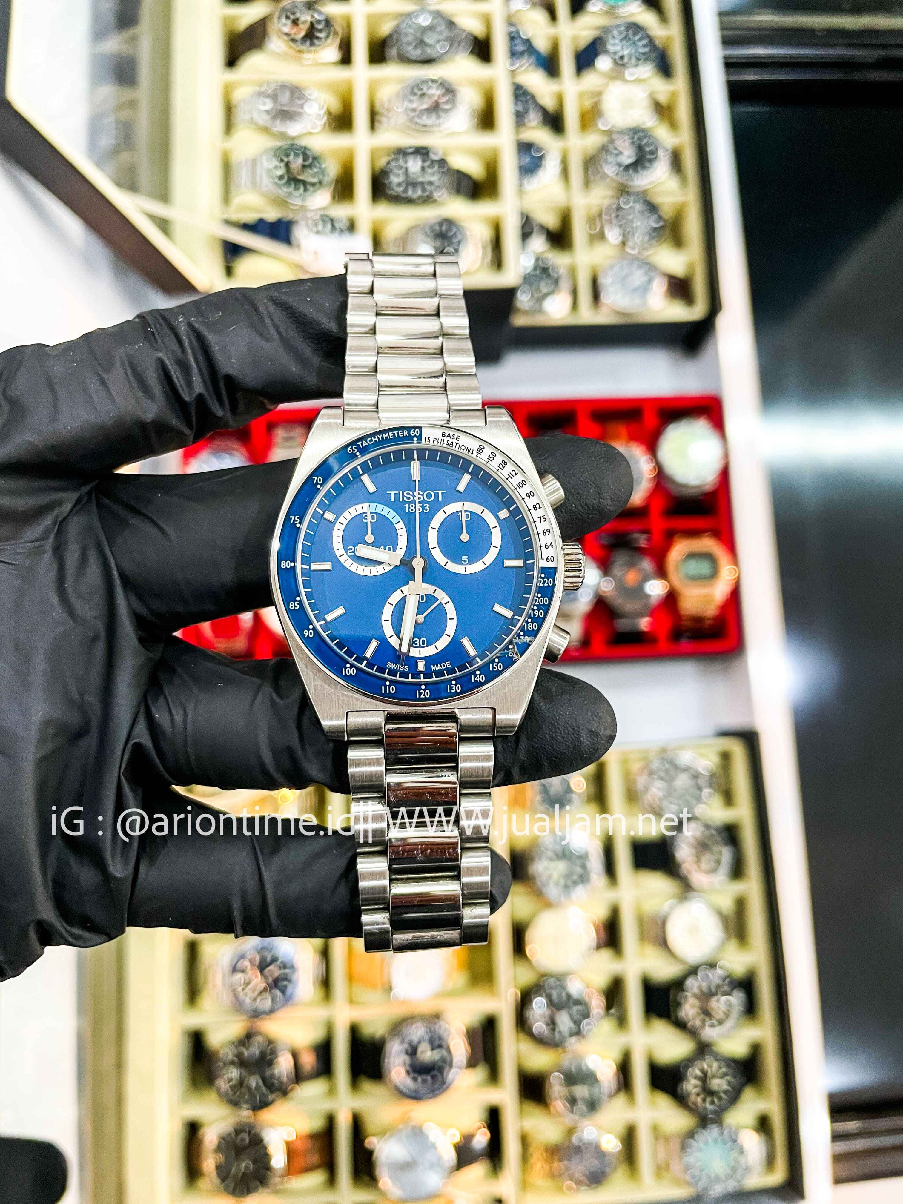 (SKU 527) Tissot PR516 Chronograph 40mm T-Sport T149.417.11.041.00 Blue Dial Stainless Steel Strap