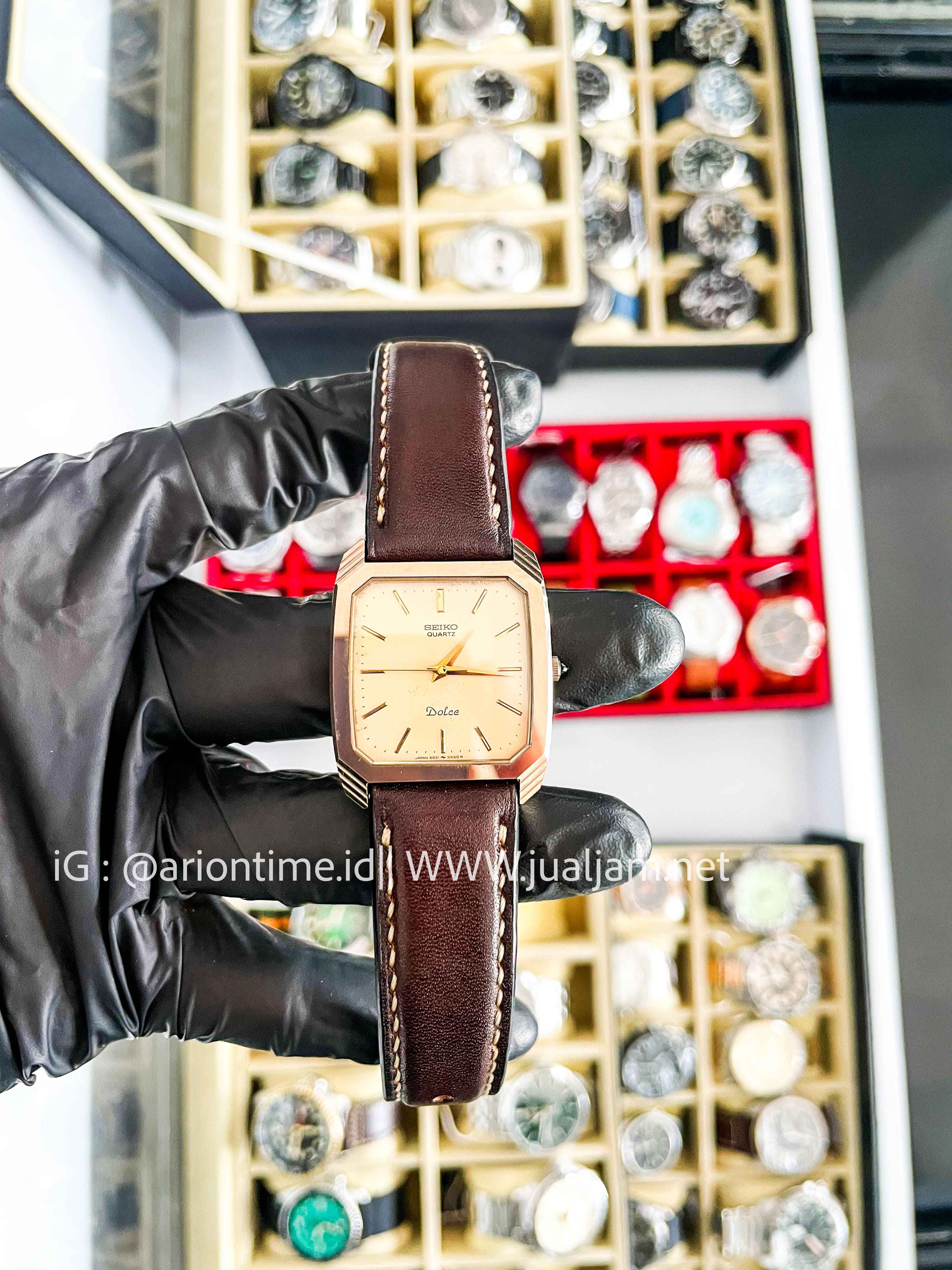(SKU 534) Seiko Vintage Dolce Nickle Alloy Case 5931-5430 Men Quartz Leather Strap