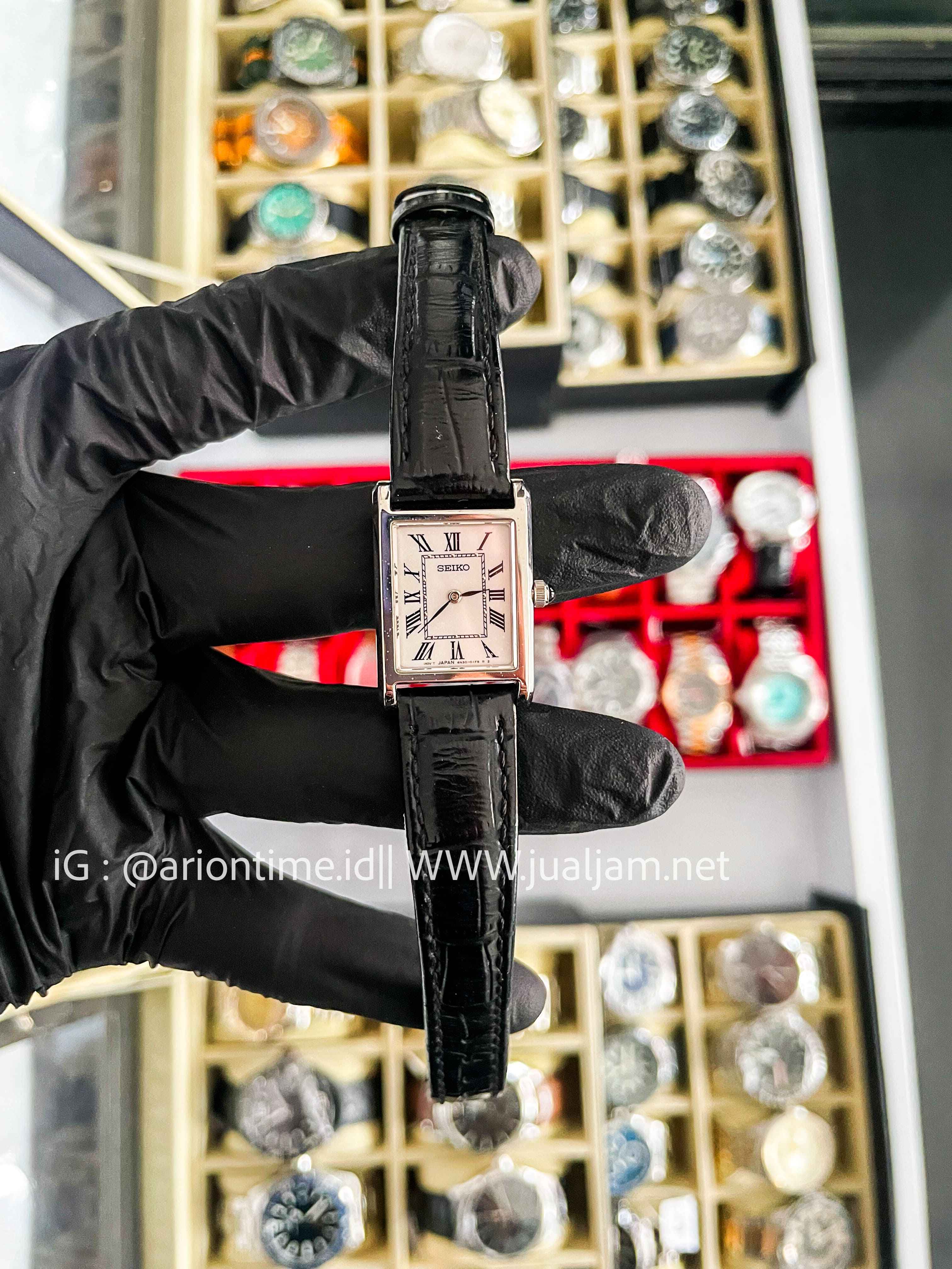 (SKU 549) Seiko Classic SWR107P1 Tank Discover More Ladies White Dial Black Leather Strap GARANSI RESMI OKTOBER 2028