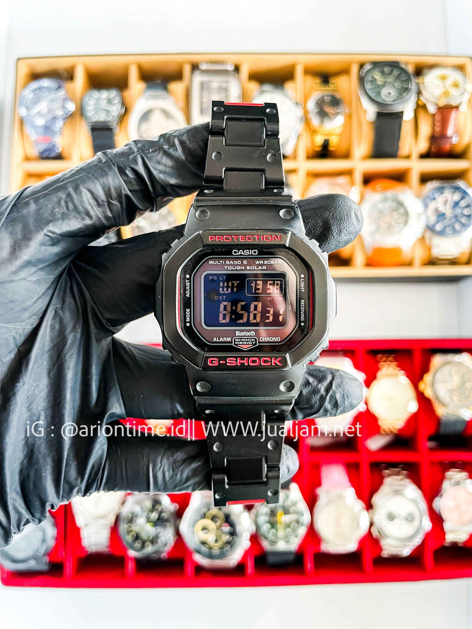 (SKU 578) Casio G-Shock GW-B5600HR-1DR Heritage Red Series Digital Dial Black Metal Resin Band