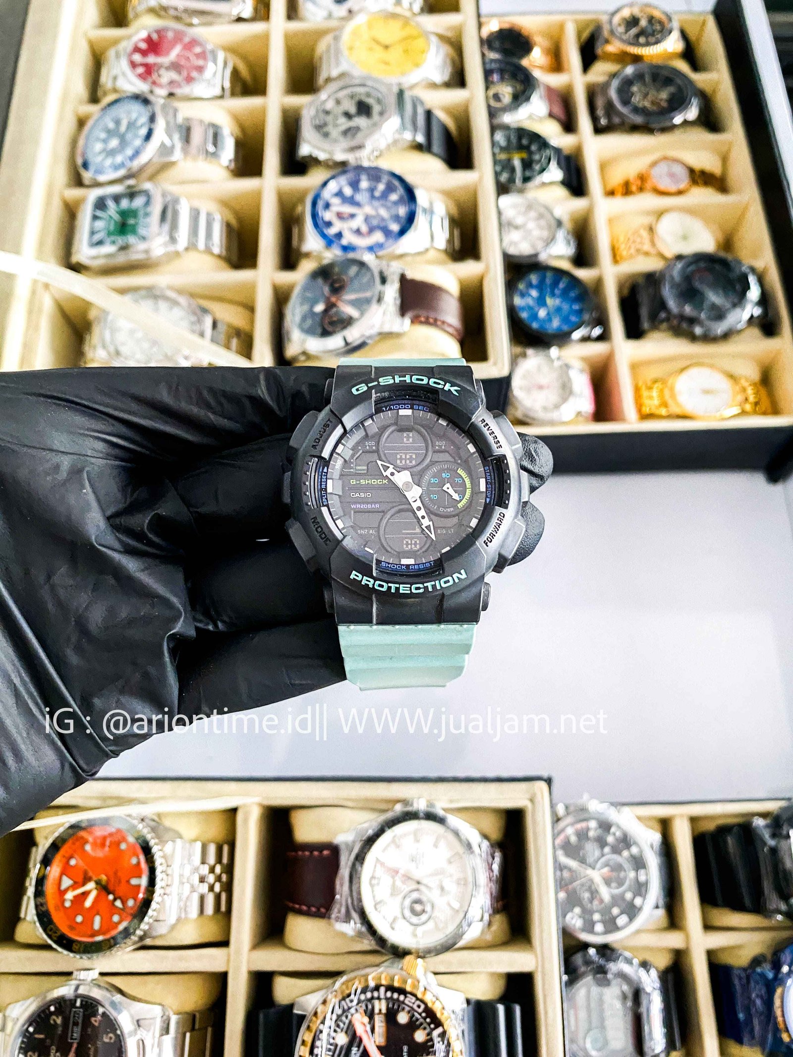 (SKU 579) Casio G-Shock GMA-S140-2ADR S Series Digital Analog Black Dial Green Tosca Resin Strap