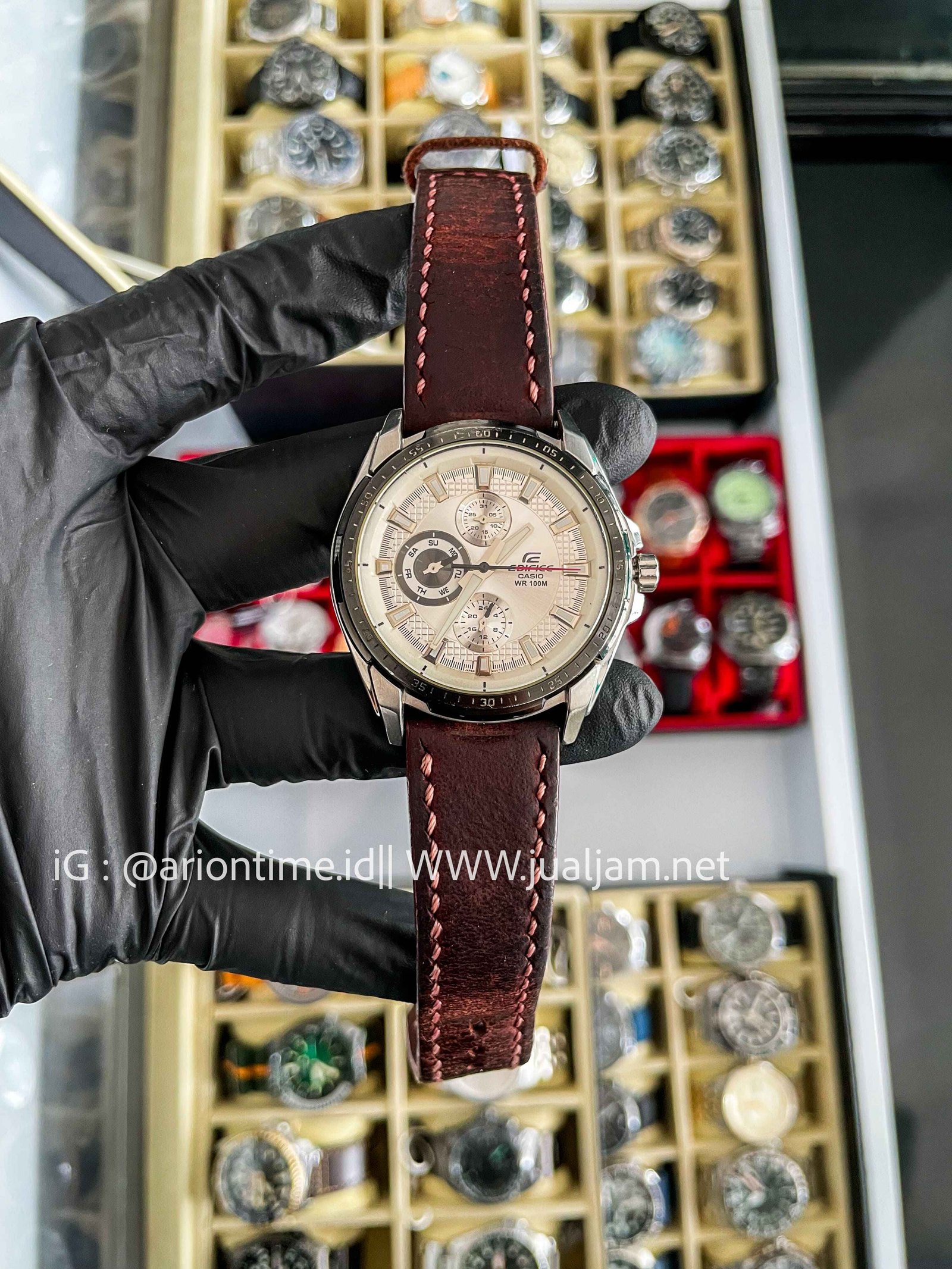 (SKU 593) Casio Edifice EF-336L-7AVUDF Water Resistant 100M Dial Brown Tough Leather Strap