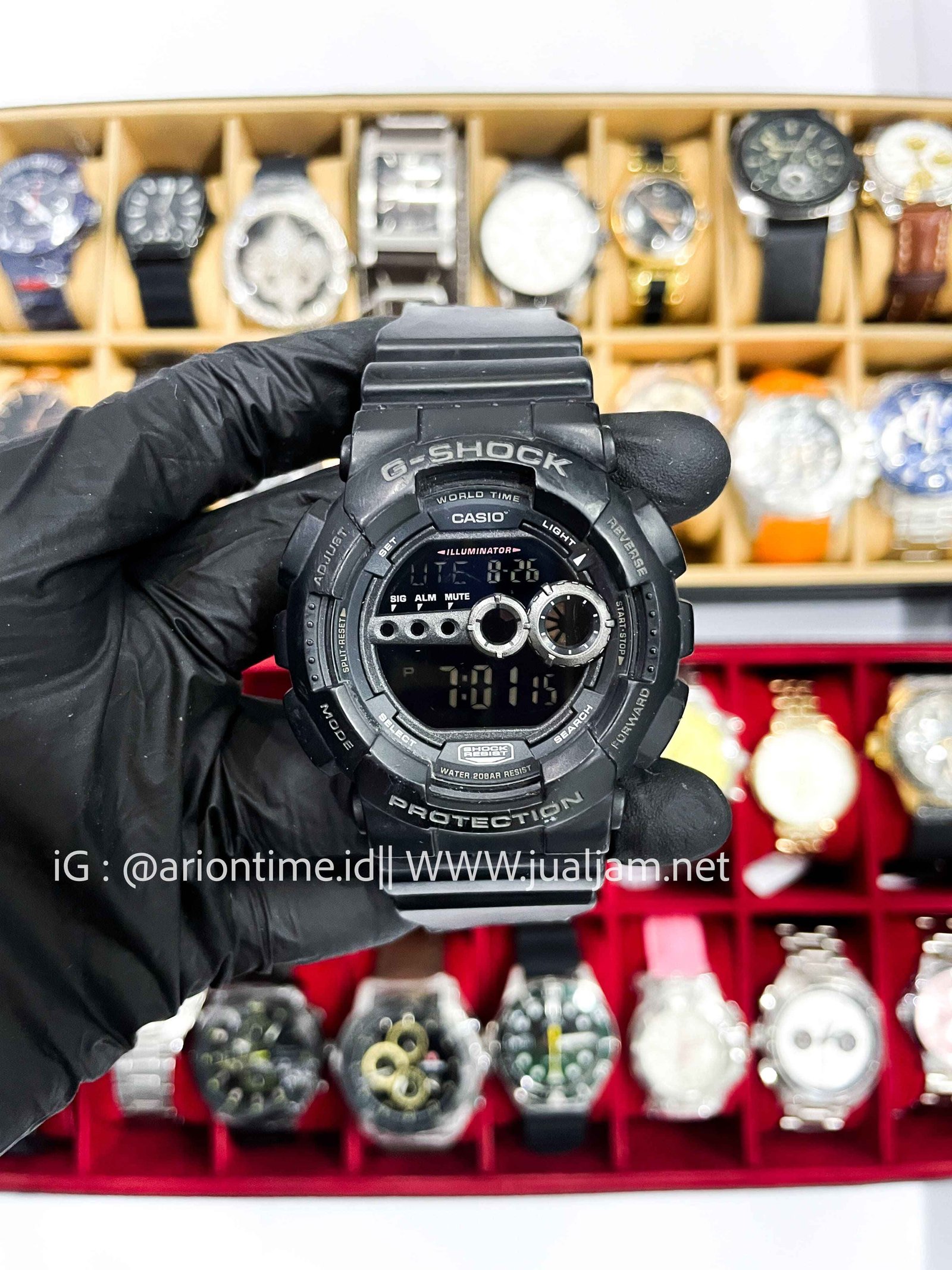 (SKU 600) Casio G-Shock GD-100-1BDR Men Blackout Black Digital Dial Black Resin Band