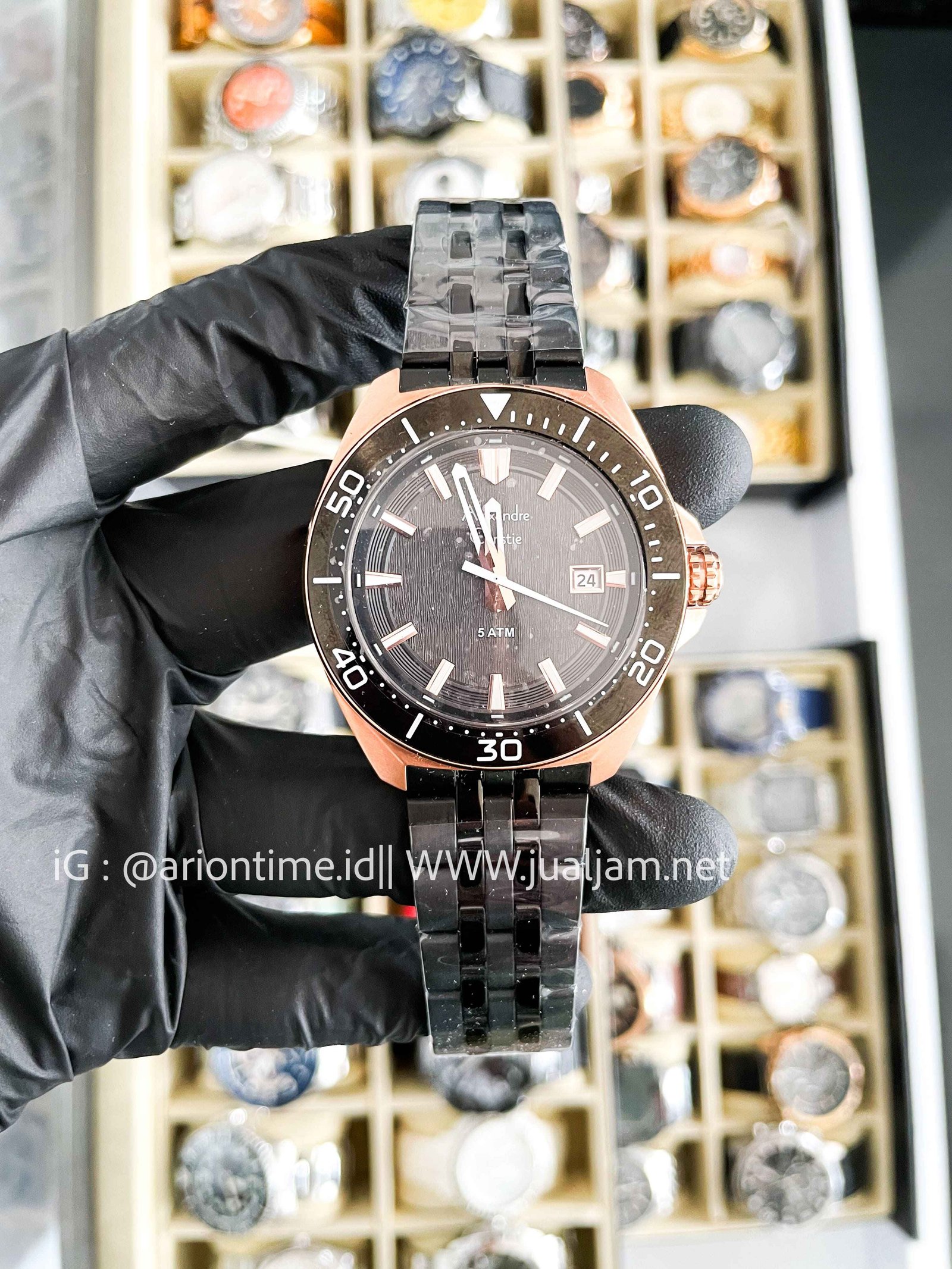 [SKU 617] Alexandre Christie AC 6687 MD BBRBA Men Black Dial Black Stainless Steel Strap LIKE NEW