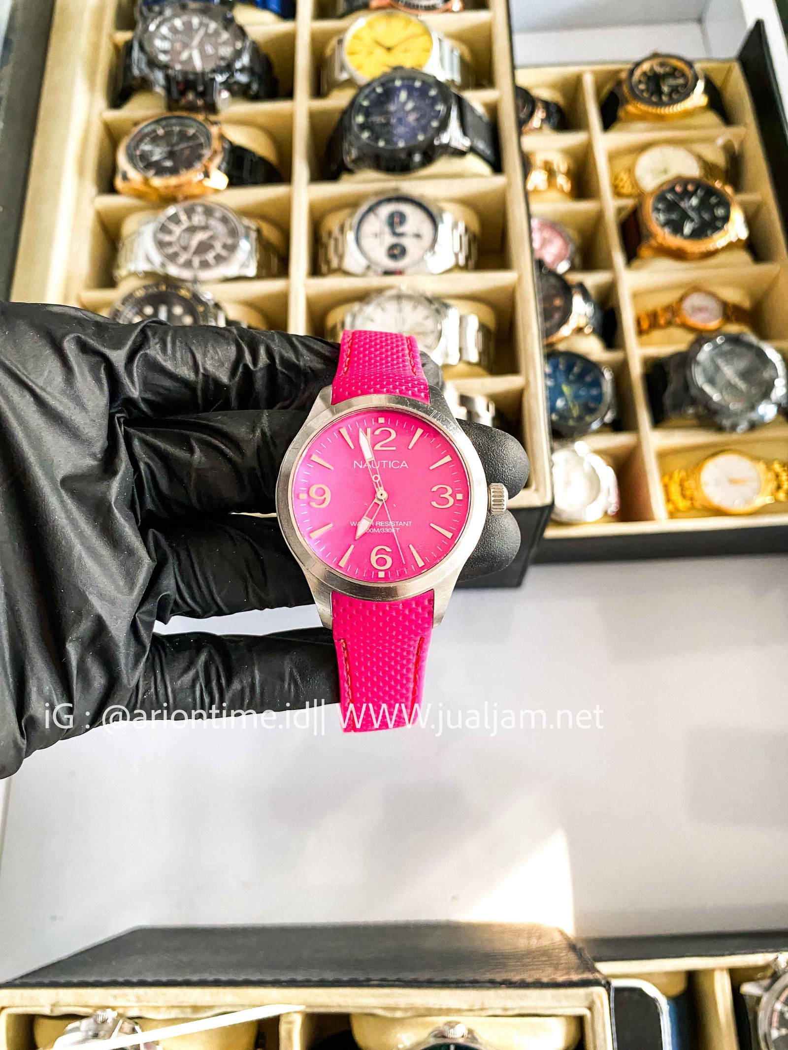 Nautica A11622M Stylish Watch with Pink Dial Rubber Strap (TITIP JUAL)